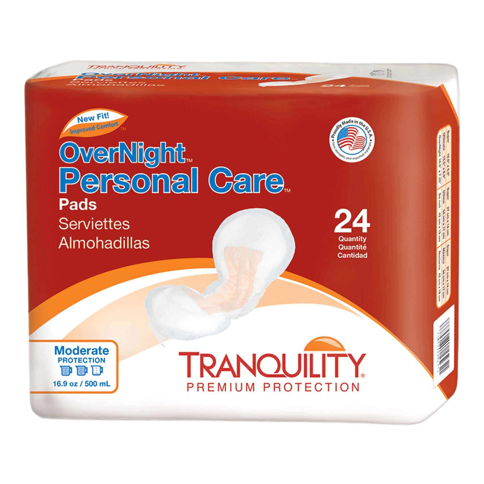 Bladder Control Pad Tranquility® 7-1/4 X 16-1/2 Inch Heavy Absorbency Superabsorbant Core One Size Fits Most