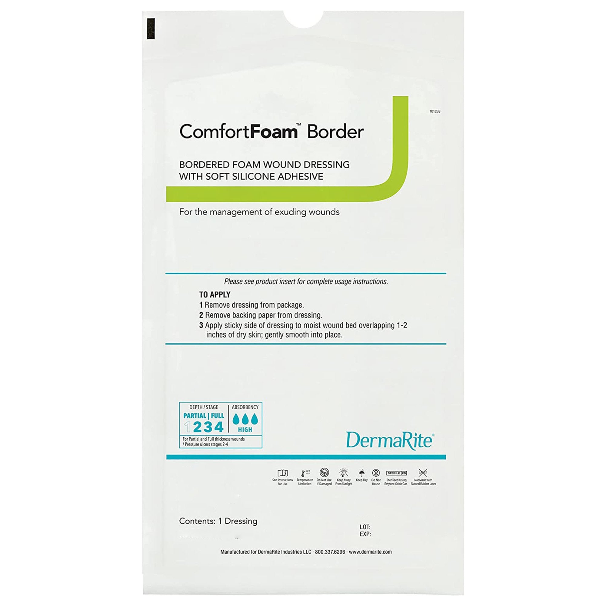 Foam Dressing ComfortFoam™ Border 7 X 7 Inch With Border Waterproof Backing Silicone Adhesive Square Sterile