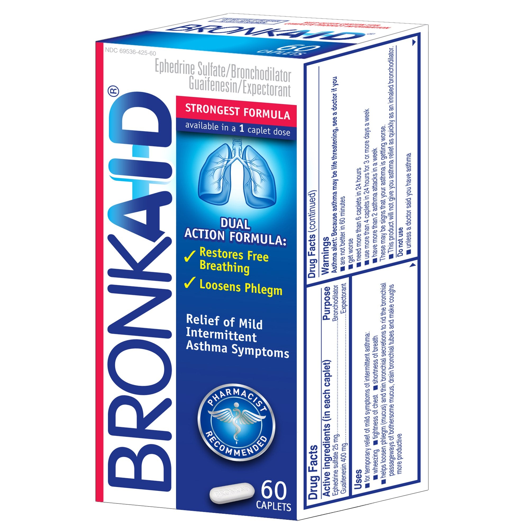 Asthma Relief Bronkaid® Max 25 mg Strength Capsule 60 Per Bottle