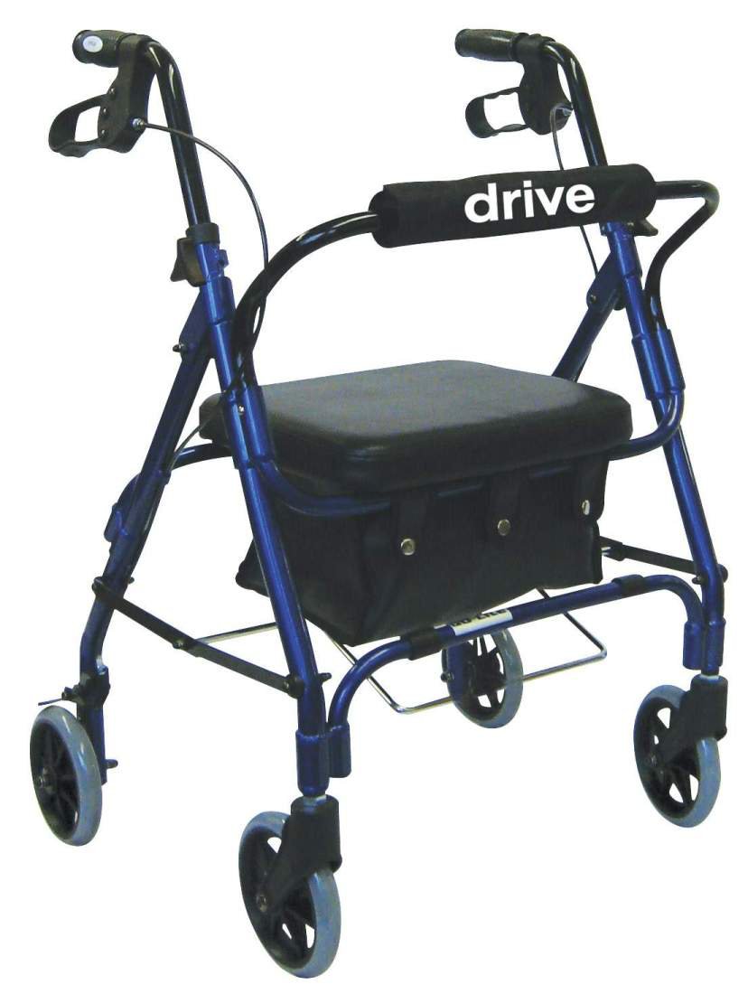 4 Wheel Rollator drive™ Blue Adjustable Height / Folding Aluminum Frame