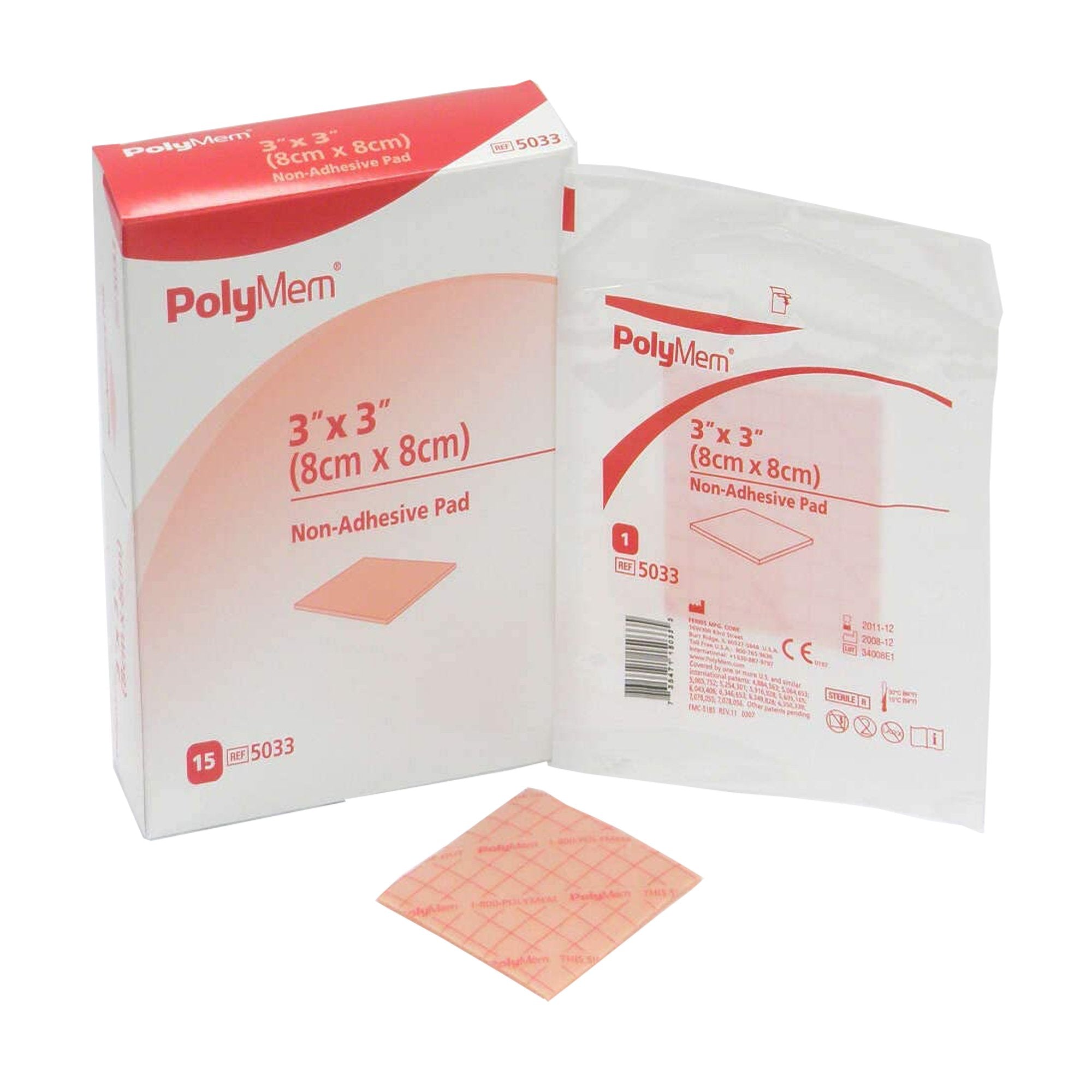 Foam Dressing PolyMem® 3 X 3 Inch Without Border Film Backing Nonadhesive Square Sterile