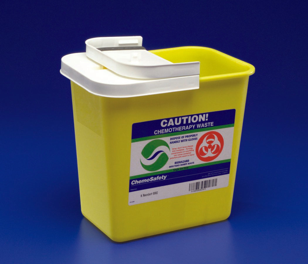 Chemotherapy Waste Container SharpSafety™ Yellow Base 17-3/4 H X 11 W X 15-1/2 D Inch Vertical Entry 8 Gallon
