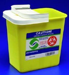 Chemotherapy Waste Container SharpSafety™ Yellow Base 18-3/4 H X 12-3/4 D X 18-1/4 W Inch Vertical Entry 12 Gallon