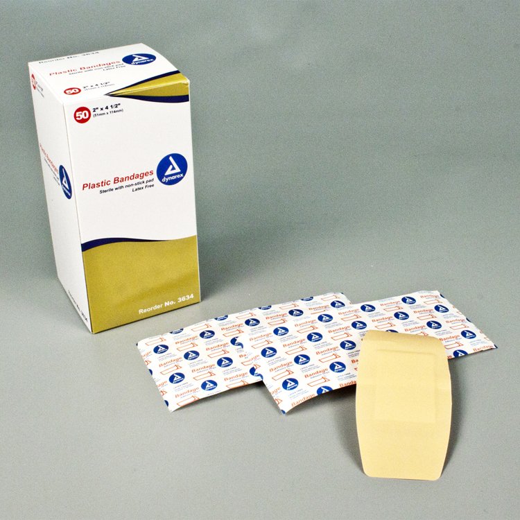 Adhesive Strip Dynarex 2 X 4-1/2 Inch Plastic Rectangle Tan Sterile