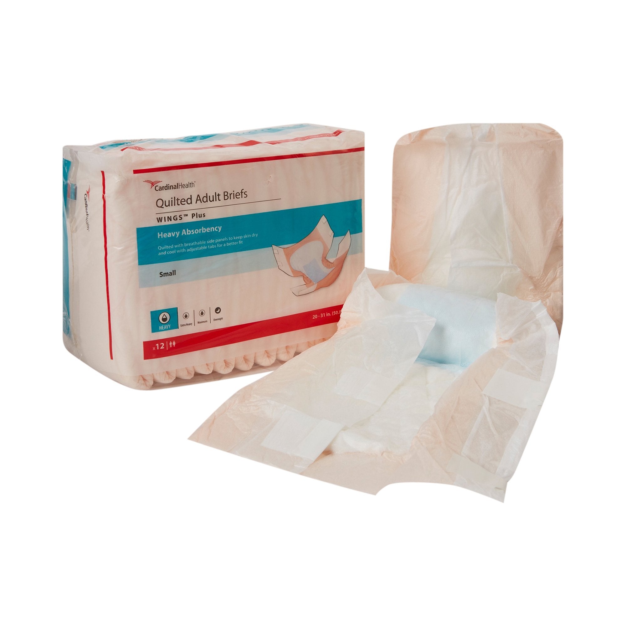 Unisex Adult Incontinence Brief Wings™ Small Disposable Heavy Absorbency