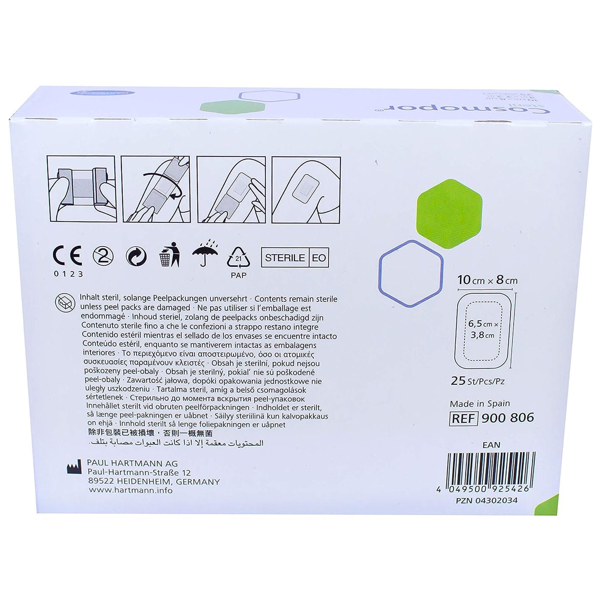 Adhesive Dressing Cosmopor® 3-1/5 X 4 Inch Nonwoven Rectangle White Sterile