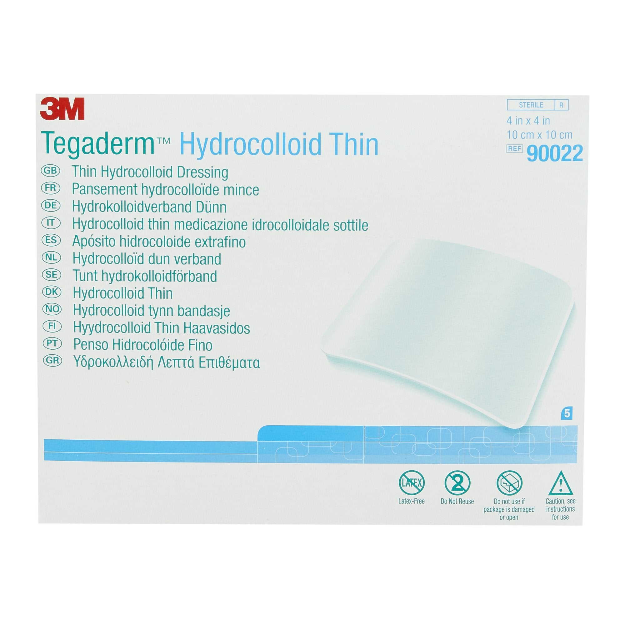 Thin Hydrocolloid Dressing 3M™ Tegaderm™ Thin 4 X 4 Inch Square