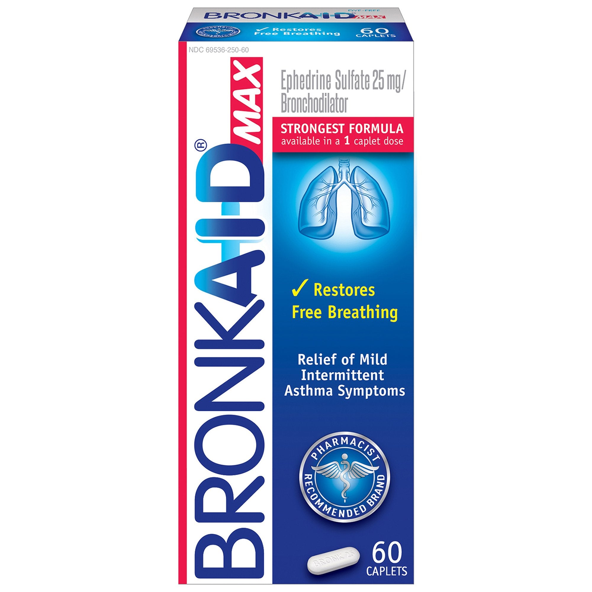 Asthma Relief Bronkaid® Max 25 mg Strength Capsule 60 Per Bottle
