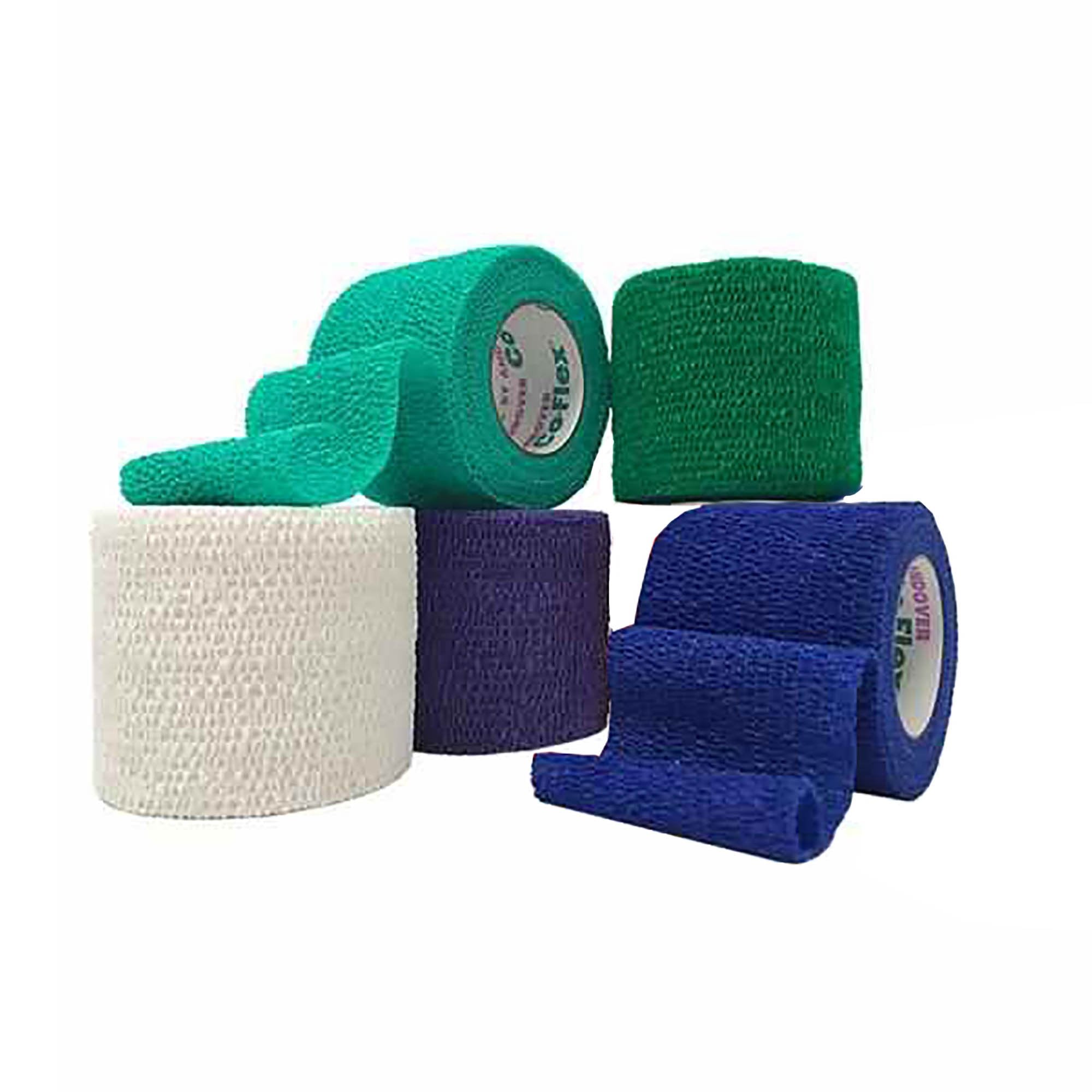 Cohesive Bandage CoFlex® 2 Inch X 5 Yard Self-Adherent Closure Teal / Blue / White / Purple / Green NonSterile 14 lbs. Tensile Strength