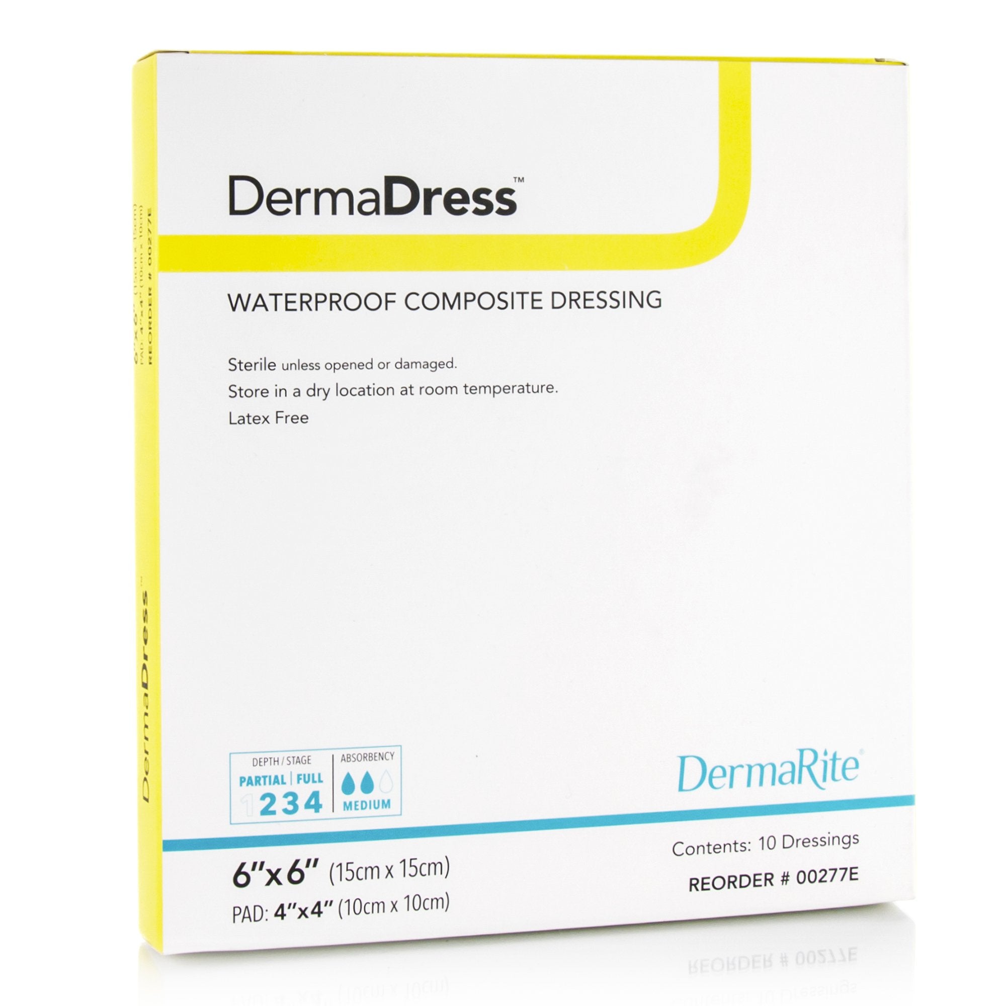 Composite Dressing DermaDress™ 6 X 6 Inch Square Sterile Waterproof Film Backing