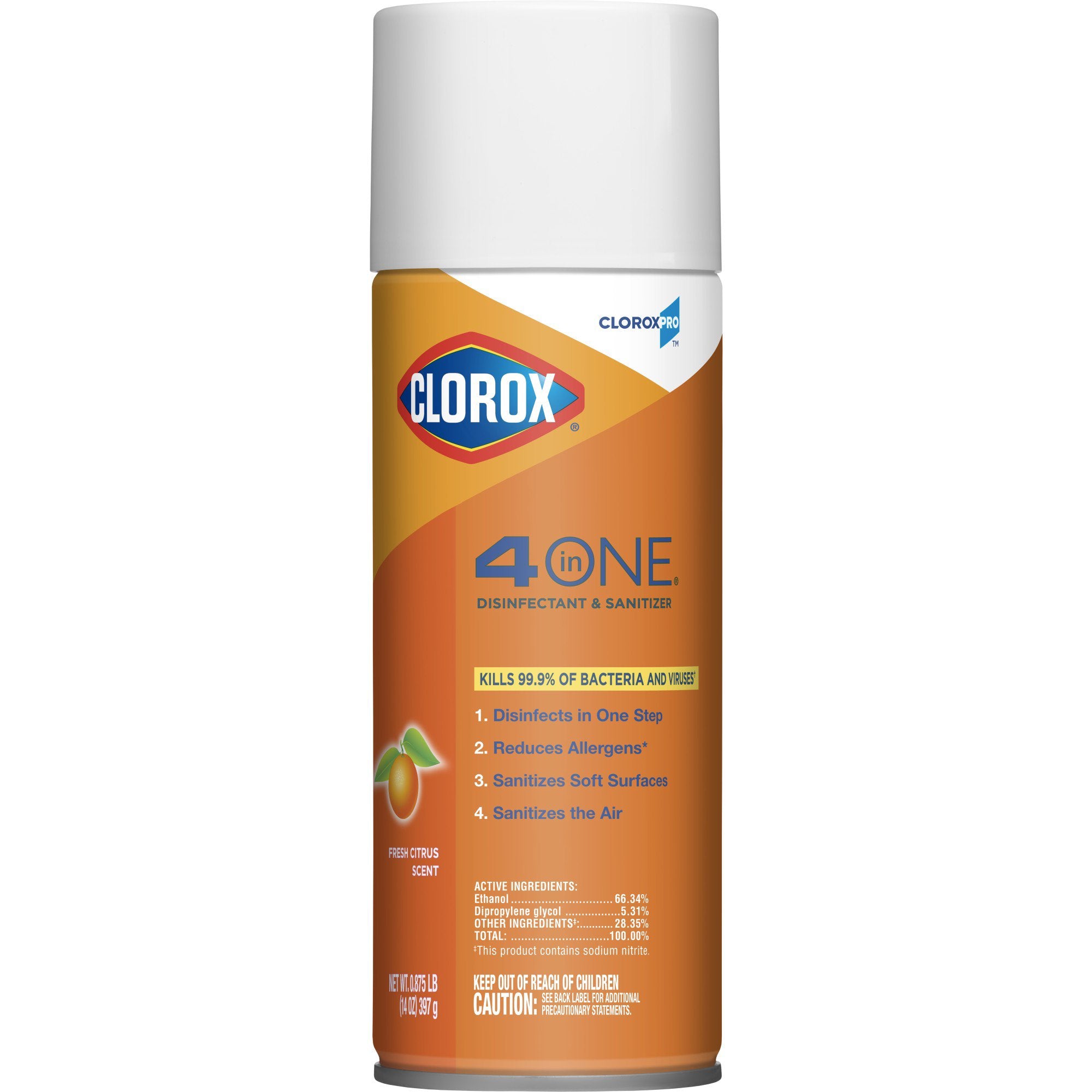 CloroxPro™ Clorox® 4 in One Surface Disinfectant / Sanitizer Alcohol Based Aerosol Spray Liquid 14 oz. Can Citrus Scent NonSterile