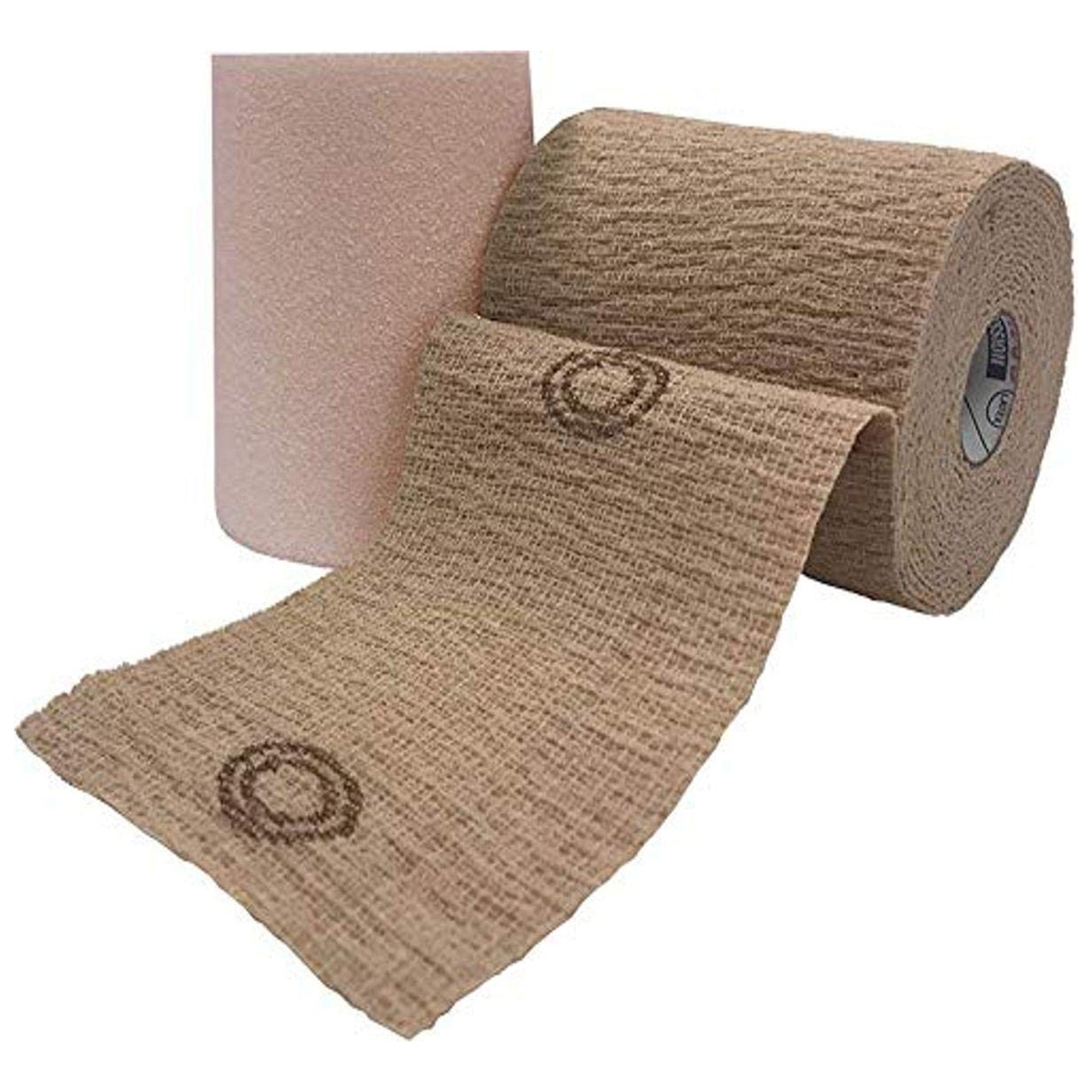 2 Layer Compression Bandage System CoFlex® TLC Calamine with Indicators 4 Inch X 6 Yard / 4 Inch X 7 Yard Self-Adherent / Pull On Closure Tan NonSterile 20 to 30 mmHg