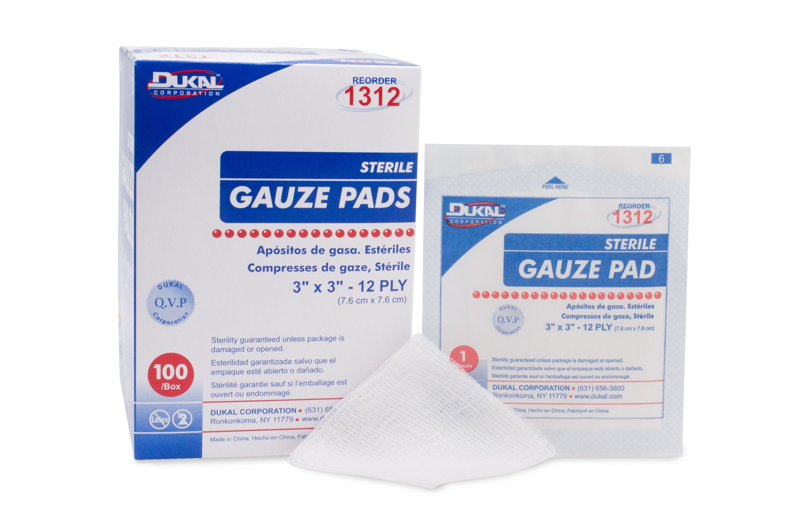 Gauze Sponge Dukal™ 3 X 3 Inch 1 per Pack Sterile 12-Ply Square