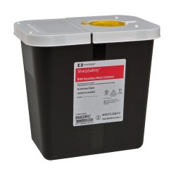 RCRA Waste Container SharpSafety™ Black Base 10 H X 10-1/2 W X 7-1/4 D Inch Horizontal Entry 2 Gallon
