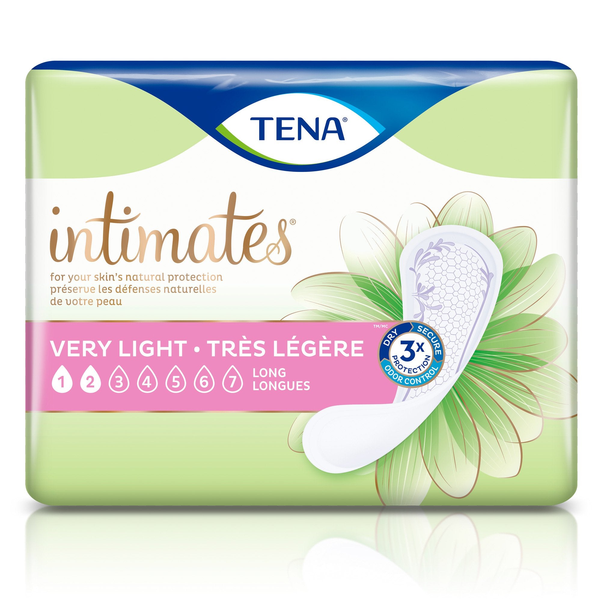 Bladder Control Pad TENA® Sensitive Care Extra Coverage Very Light 9 Inch Length Light Absorbency Dry-Fast Core™ One Size Fits Most