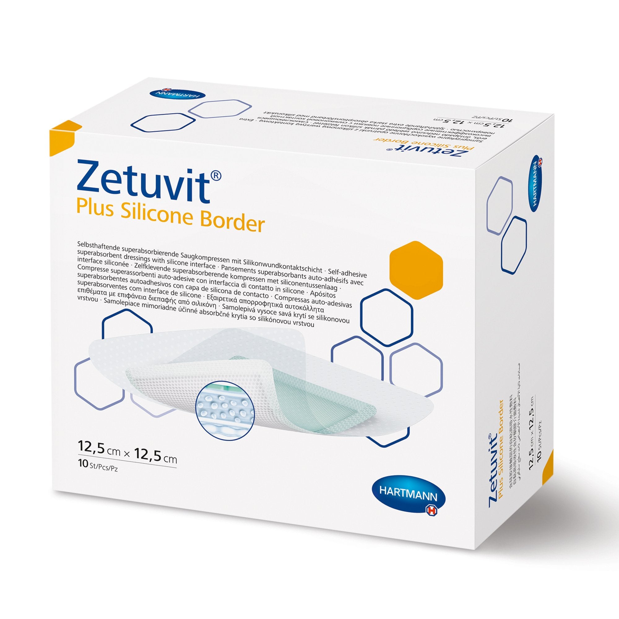 Super Absorbent Dressing Zetuvit® Plus Silicone Border 6 X 10 Inch Rectangle