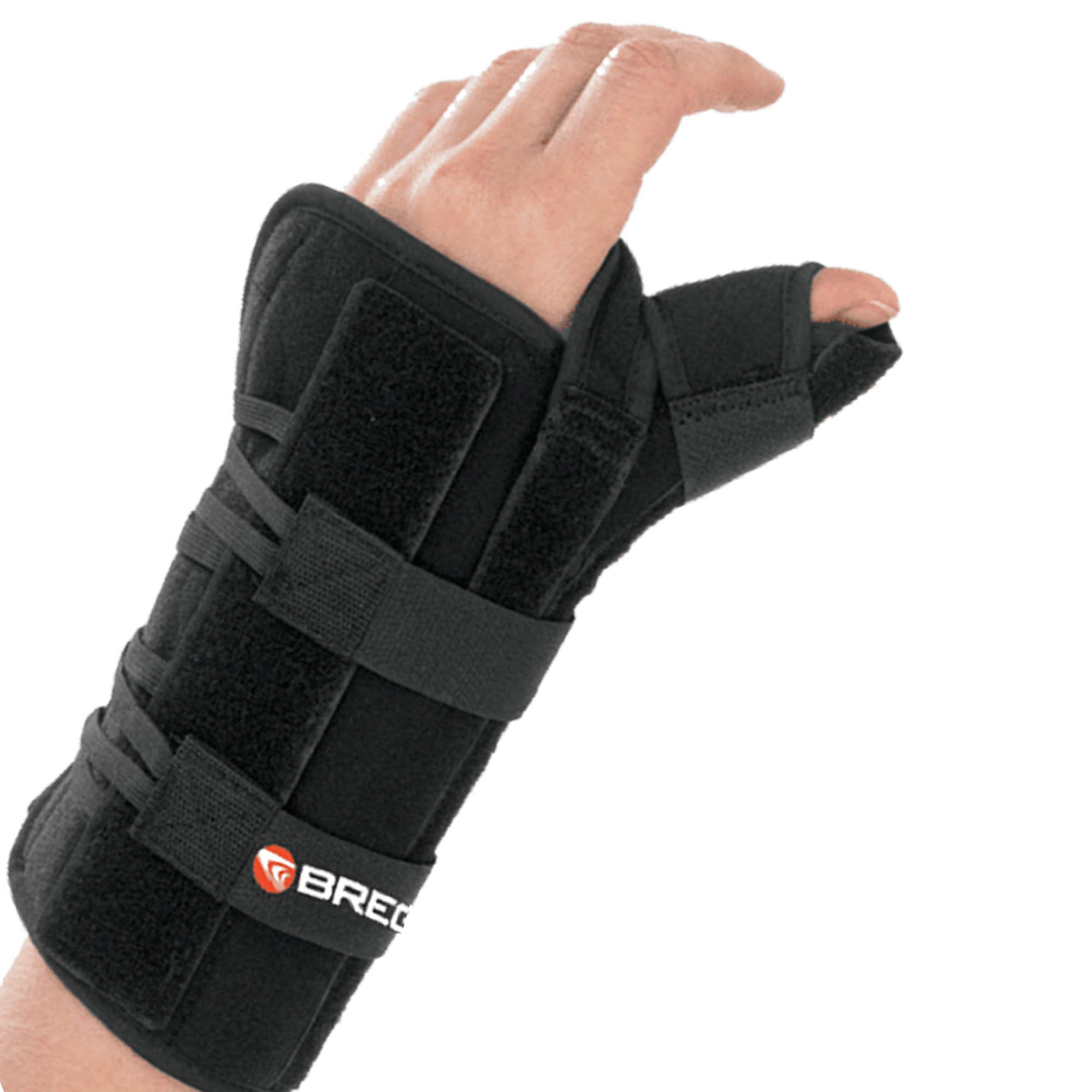 Wrist Brace with Thumb Spica Apollo Universal Aluminum / Foam Left Hand Black One Size Fits Most