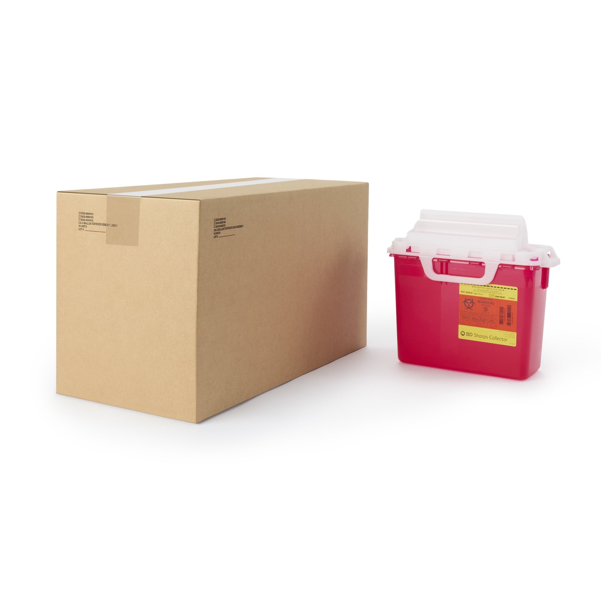 Sharps Container BD™ Red Base 12-1/2 H X 10-7/10 W X 6 D Inch Horizontal Entry 2 Gallon