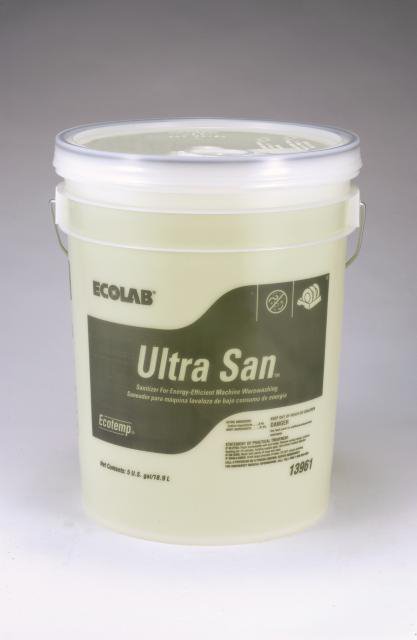 Dish Detergent ET Ultra San® Sanitizer 5 gal. Pail Liquid Chlorine Scent