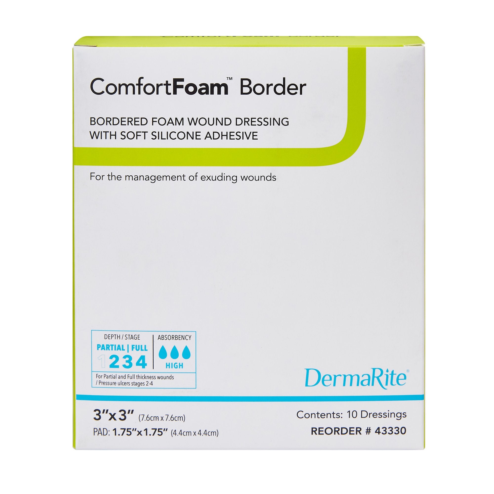 Foam Dressing ComfortFoam™ Border 3 X 3 Inch With Border Waterproof Backing Silicone Adhesive Square Sterile