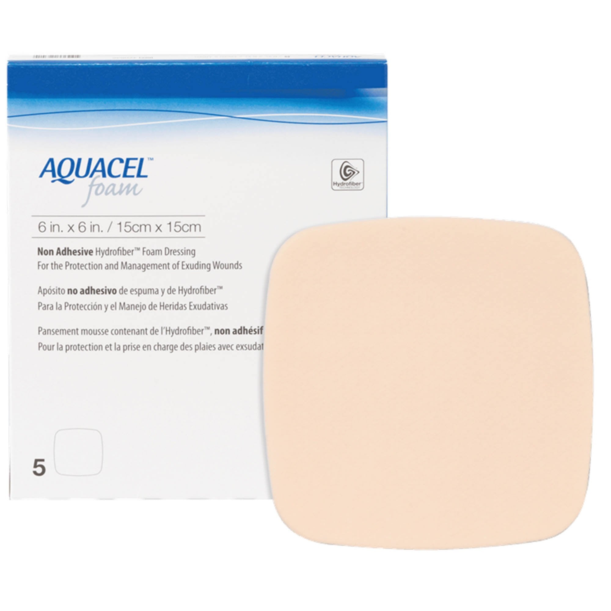 Foam Dressing Aquacel® 6 X 6 Inch Without Border Waterproof Film Backing Nonadhesive Square Sterile