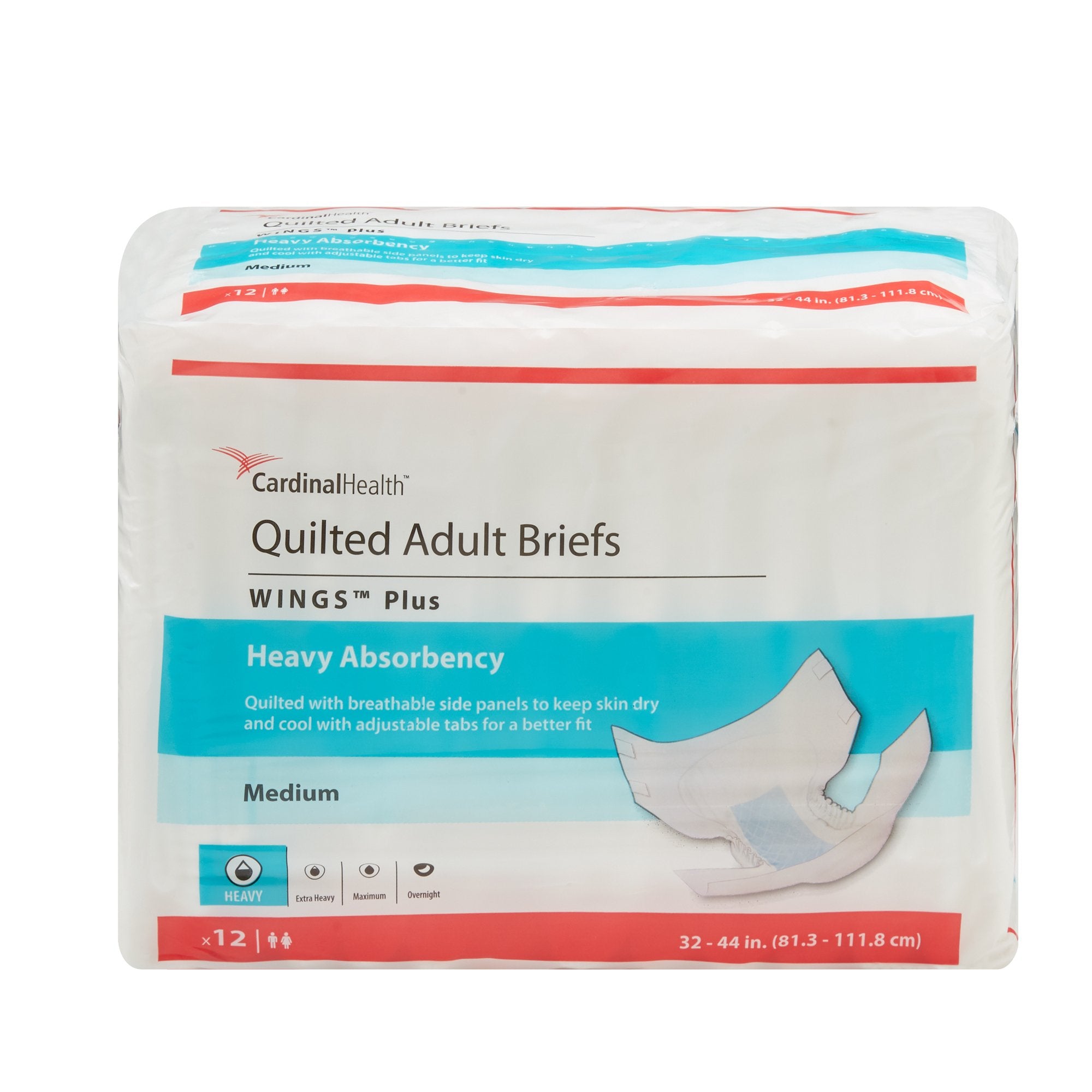Unisex Adult Incontinence Brief Wings™ Medium Disposable Heavy Absorbency