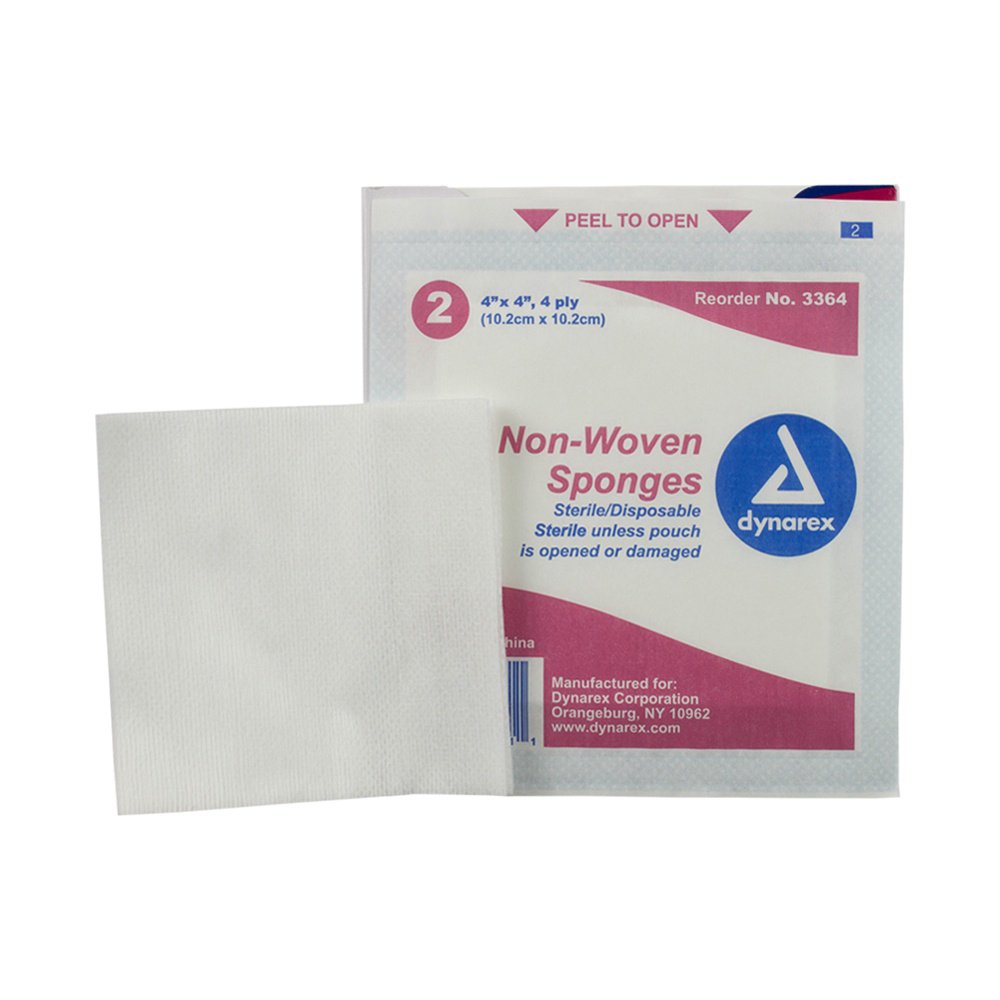 Nonwoven Sponge Dynarex® 4 X 4 Inch 2 per Pack Sterile 4-Ply Square