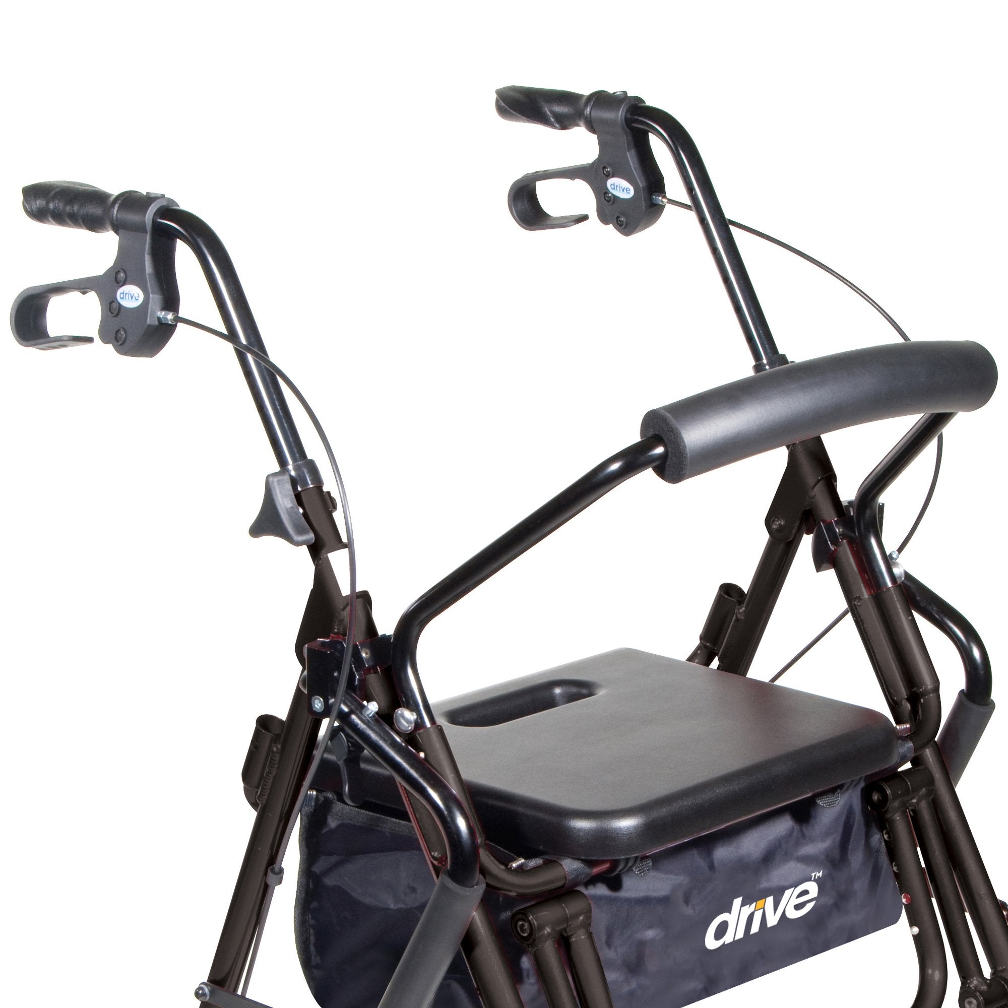4 Wheel Rollator / Transport Chair drive™ Duet Black Adjustable Height / Transport / Folding Aluminum Frame