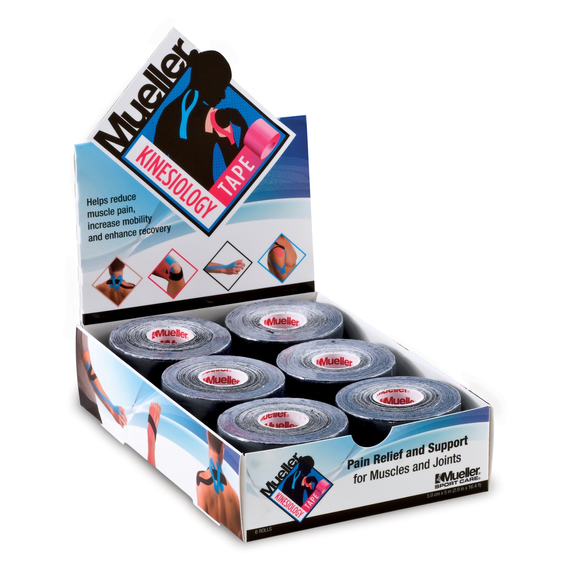 Kinesiology Tape Mueller® Black 2 Inch X 5 Yard Cotton NonSterile