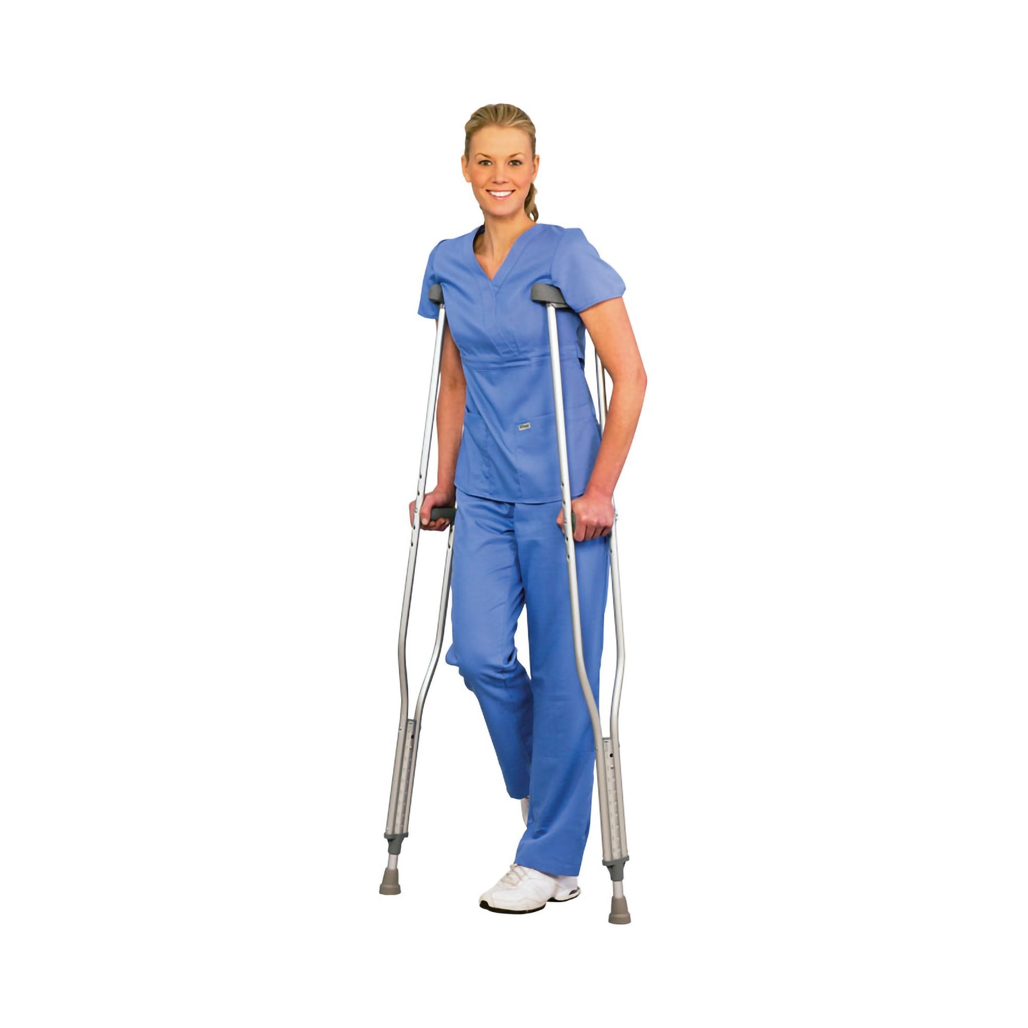 Underarm Crutches PremierPro™ Aluminum Frame Tall Adult 300 lbs. Weight Capacity Push Button Adjustment