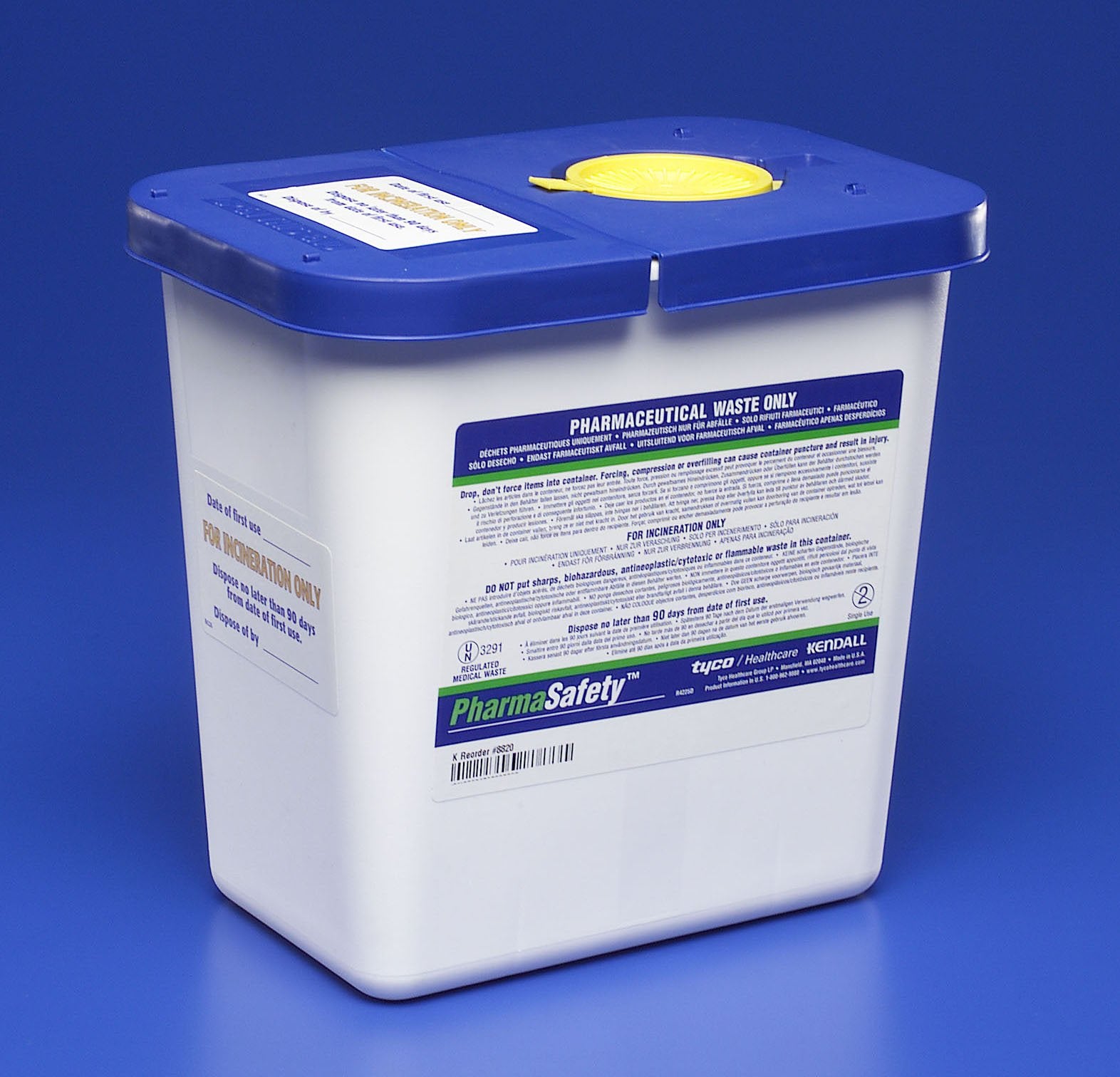 Pharmaceutical Waste Container PharmaSafety™ White Base 10 H X 10-1/2 W X 7-1/4 D Inch Vertical Entry 2 Gallon