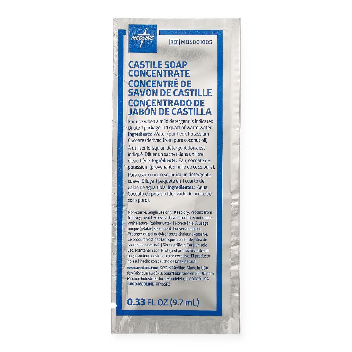 Castile Soap Cleanser Liquid Concentrate 0.33 oz. Individual Packet Scented