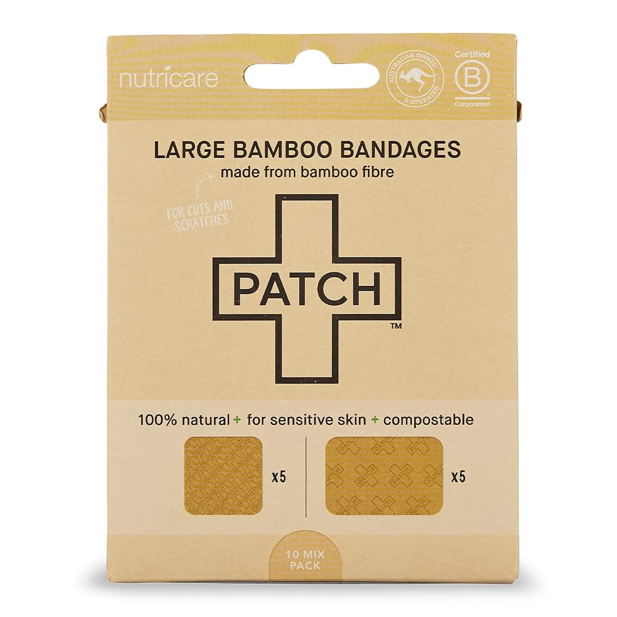 Adhesive Strip Patch™ 2 X 3 Inch / 3 X 3 Inch Bamboo Rectangle / Square Tan Sterile
