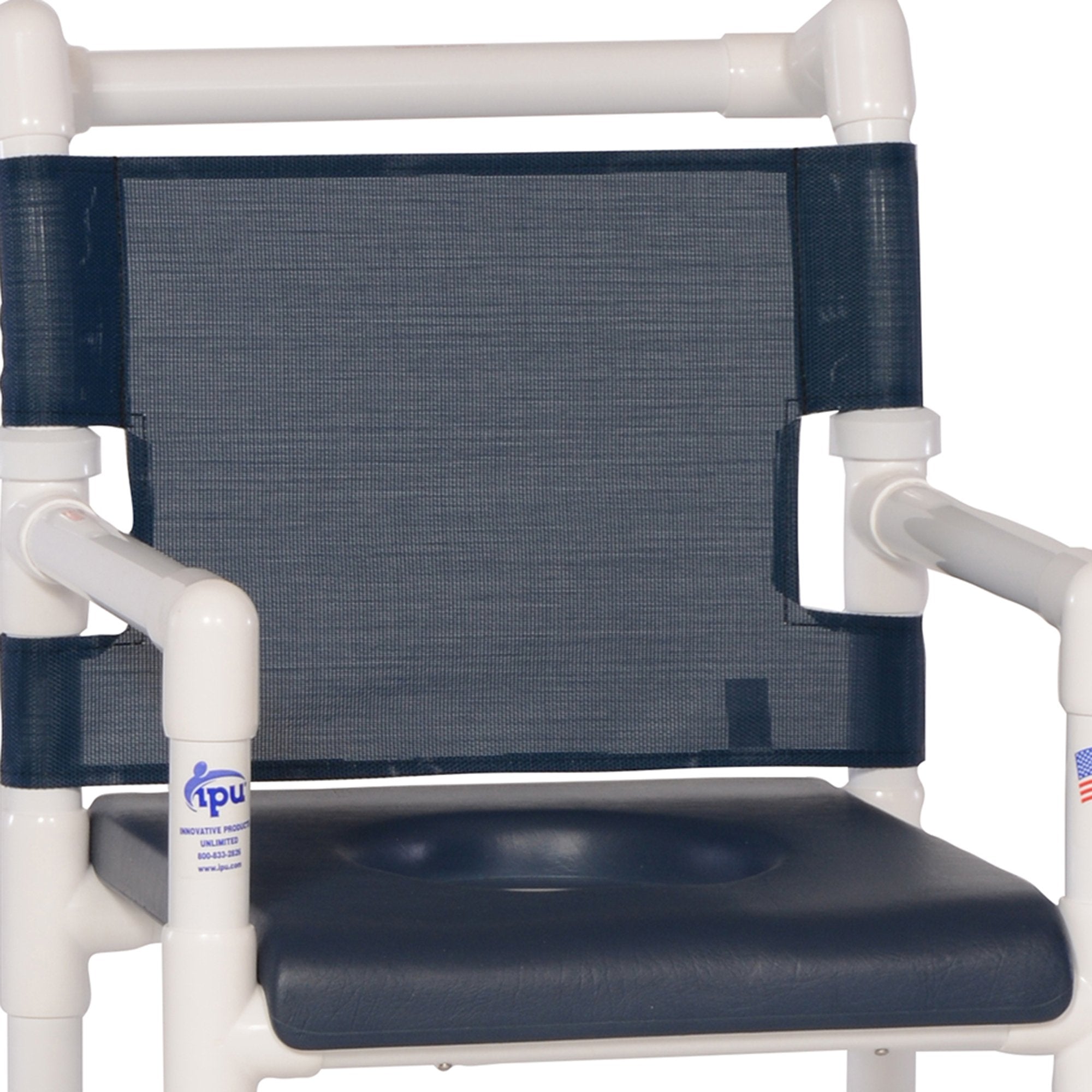 Shower Chair ipu® Fixed Arms PVC Frame Mesh Backrest 21 Inch Seat Width 300 lbs. Weight Capacity