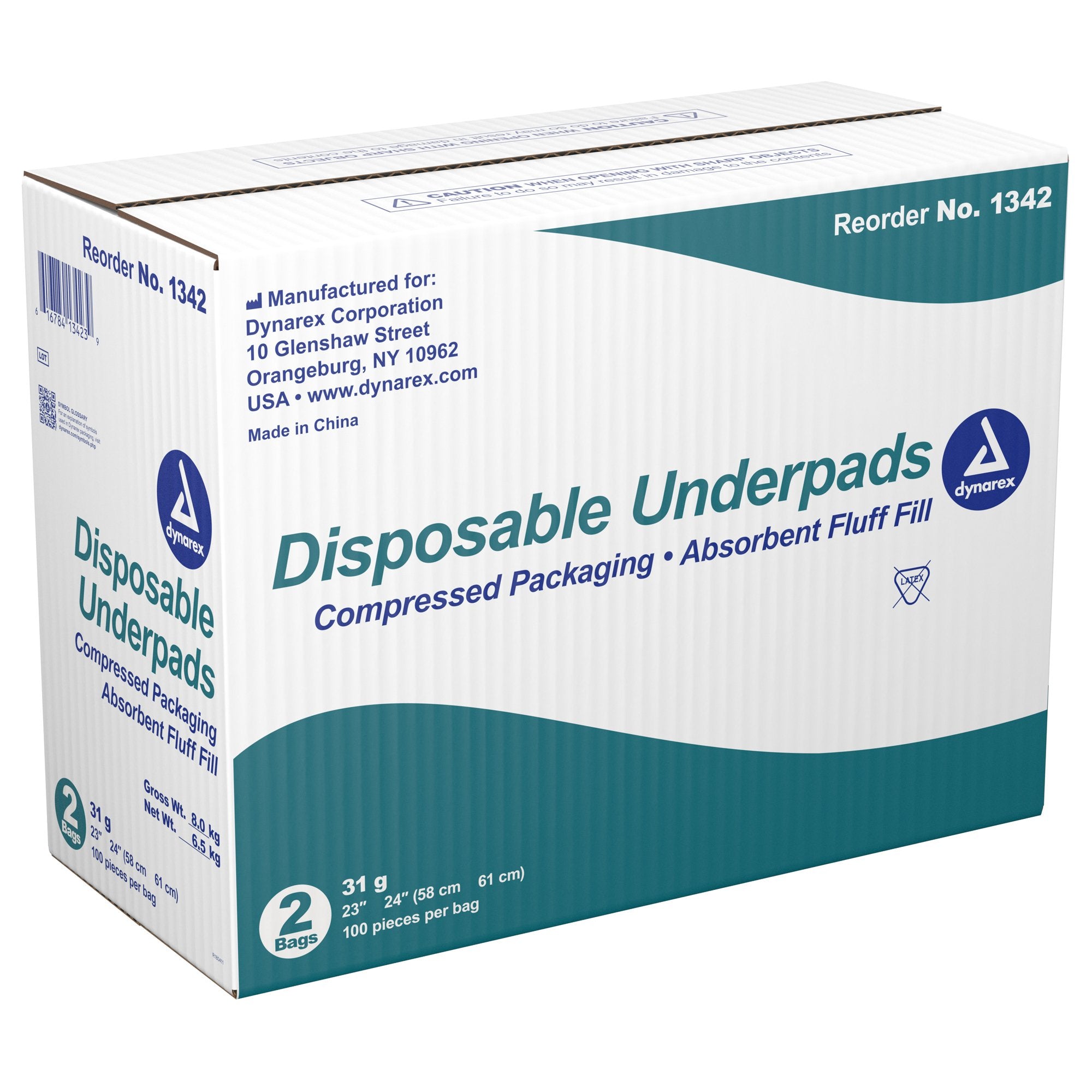 Disposable Underpad Dynarex® 23 X 24 Inch Fluff Light Absorbency