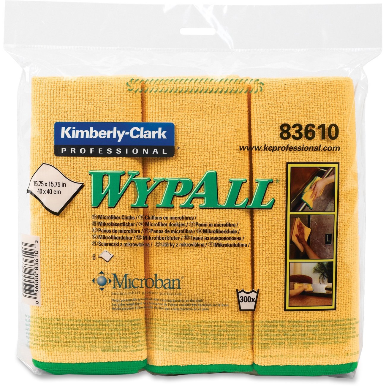 Cleaning Cloth WypAll® Yellow NonSterile Microfiber 15-3/4 X 15-3/4 Inch Reusable