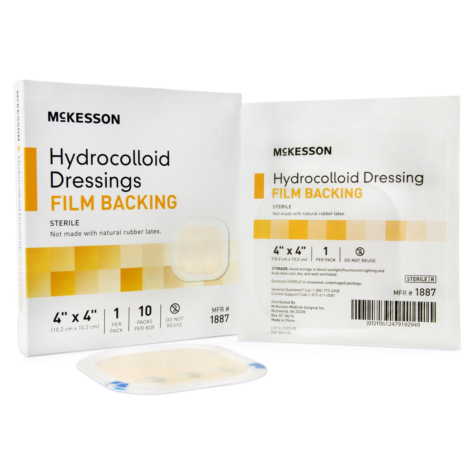 Hydrocolloid Dressing McKesson 4 X 4 Inch Square