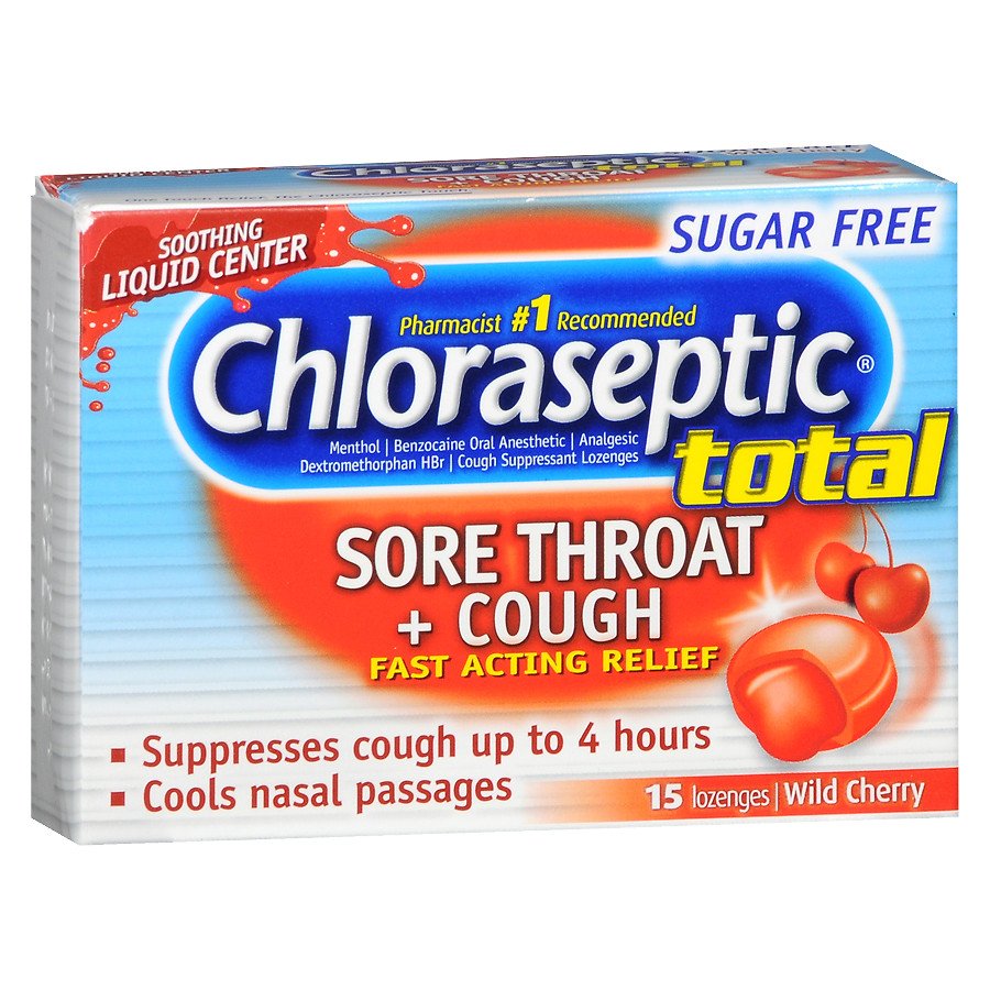 Sore Throat Relief Chloraseptic® 10 mg - 6 mg - 5 mg Strength Lozenge 15 per Box
