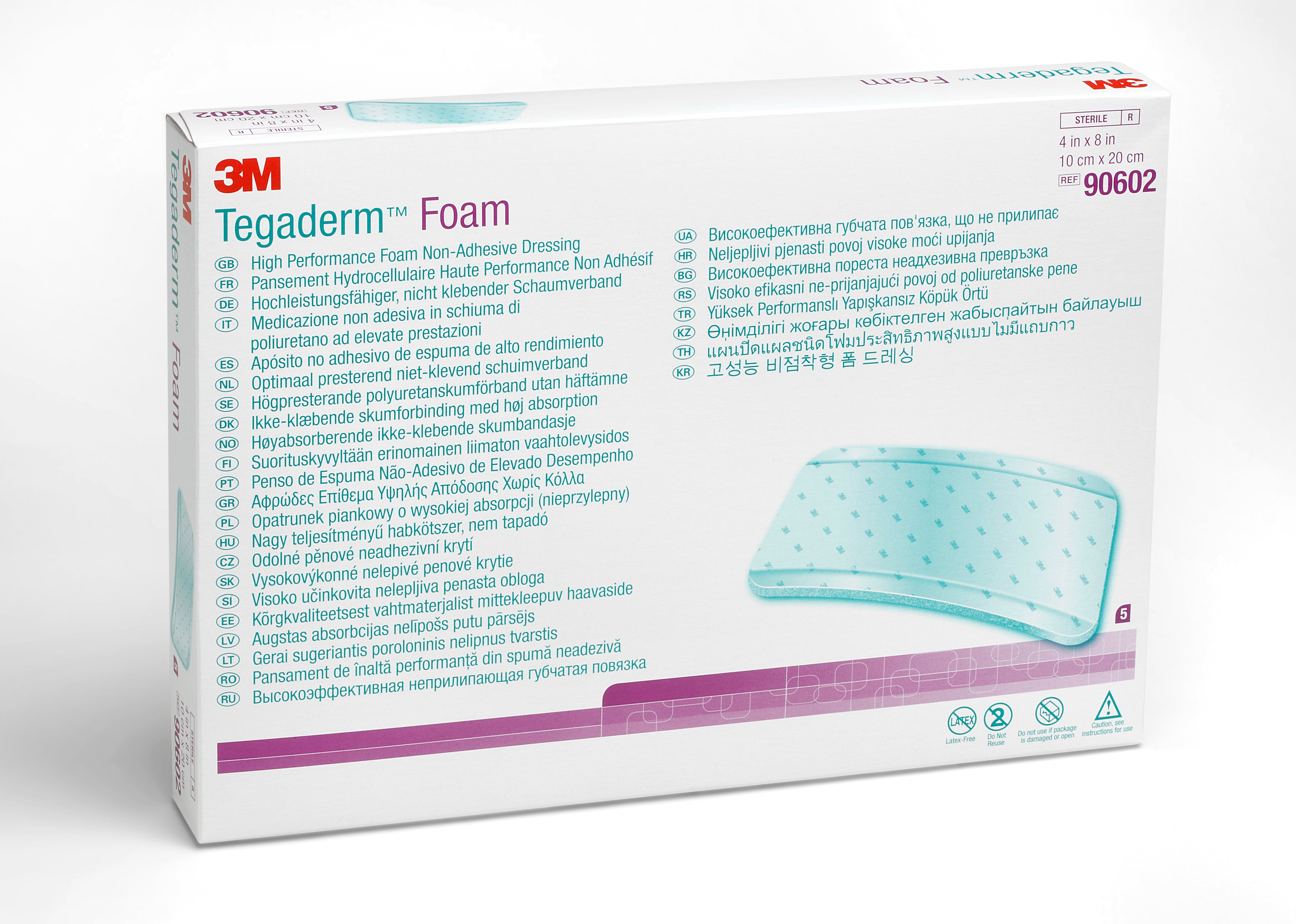 Foam Dressing 3M™ Tegaderm™ High Performance 4 X 8 Inch Without Border Film Backing Nonadhesive Rectangle Sterile