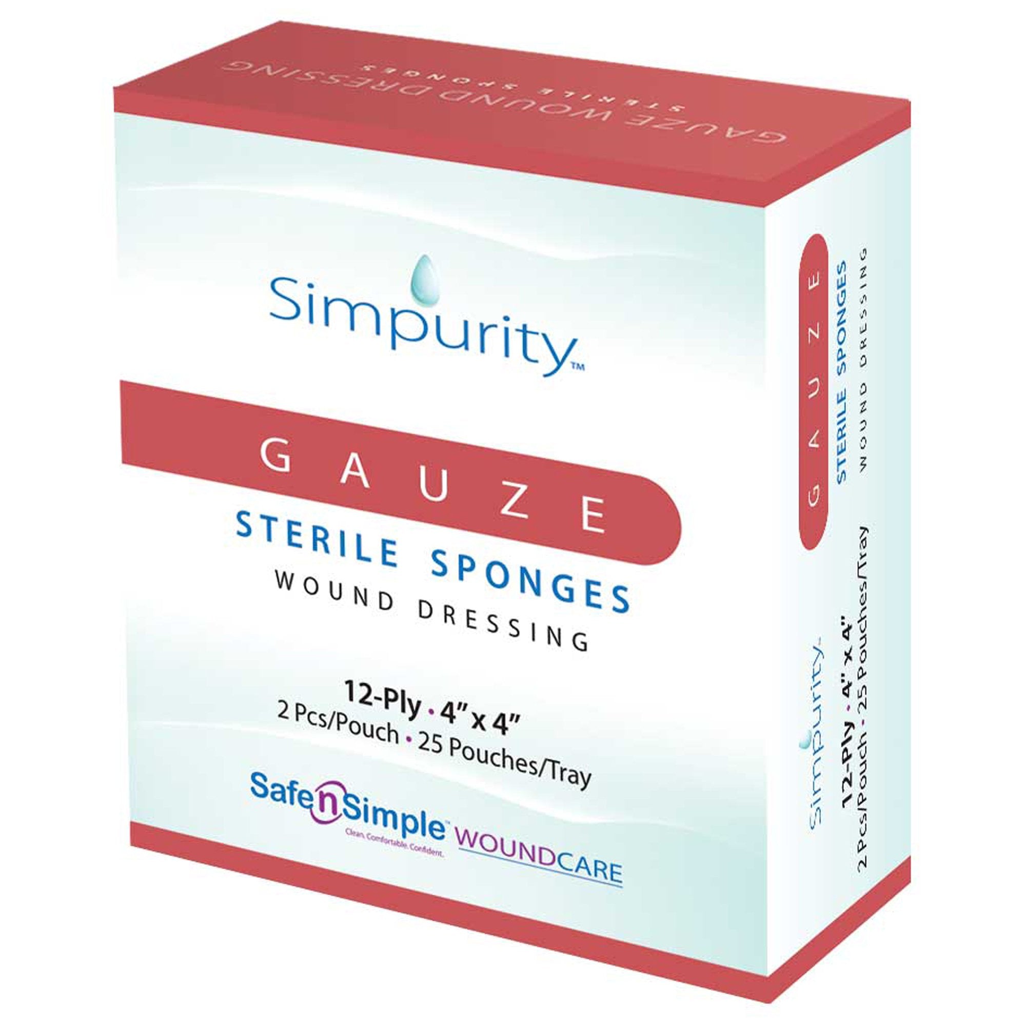 Gauze Sponge Simpurity™ 4 X 4 Inch 2 per Pack Sterile 12-Ply Square