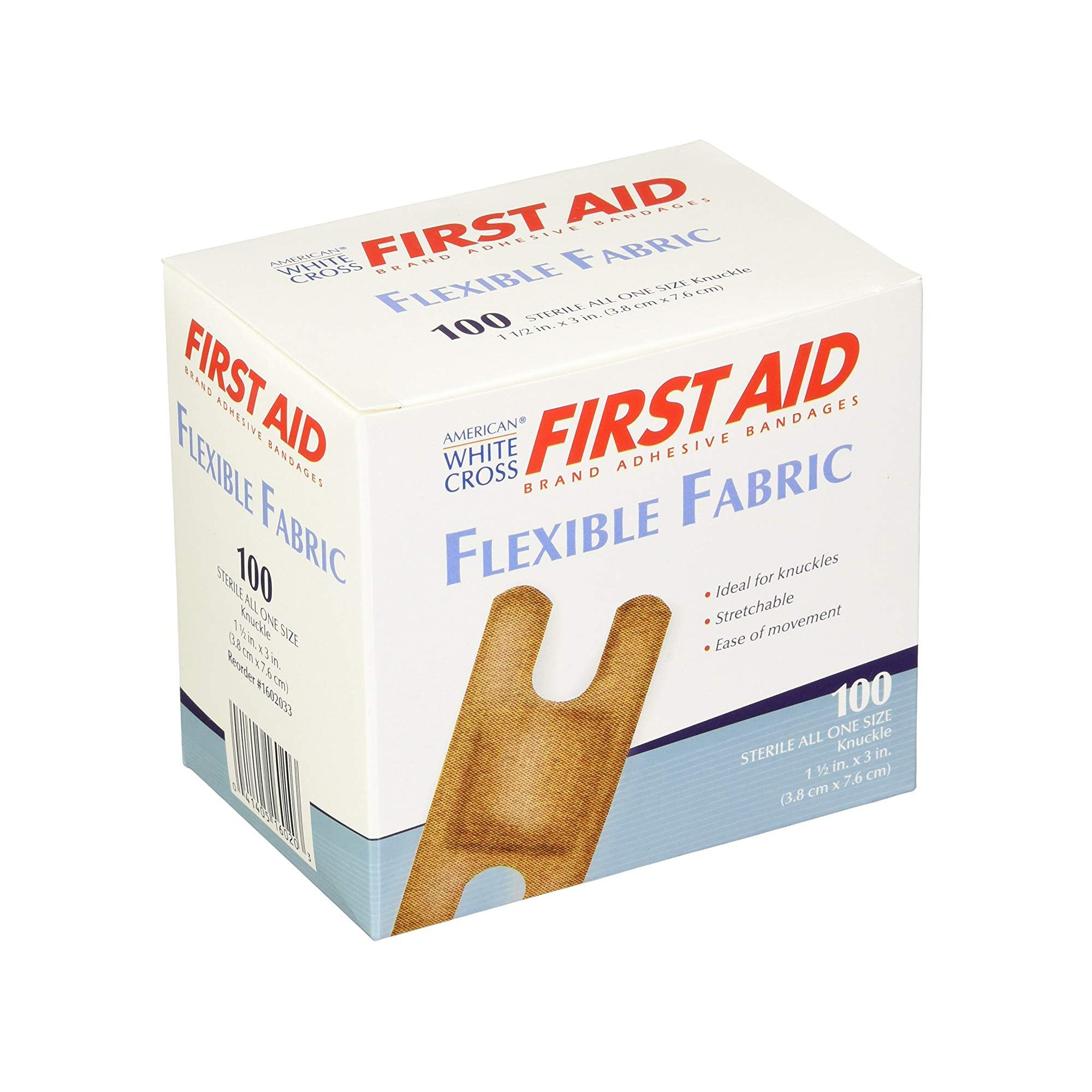 Adhesive Strip American® White Cross 1-1/2 X 3 Inch Fabric Knuckle Tan Sterile