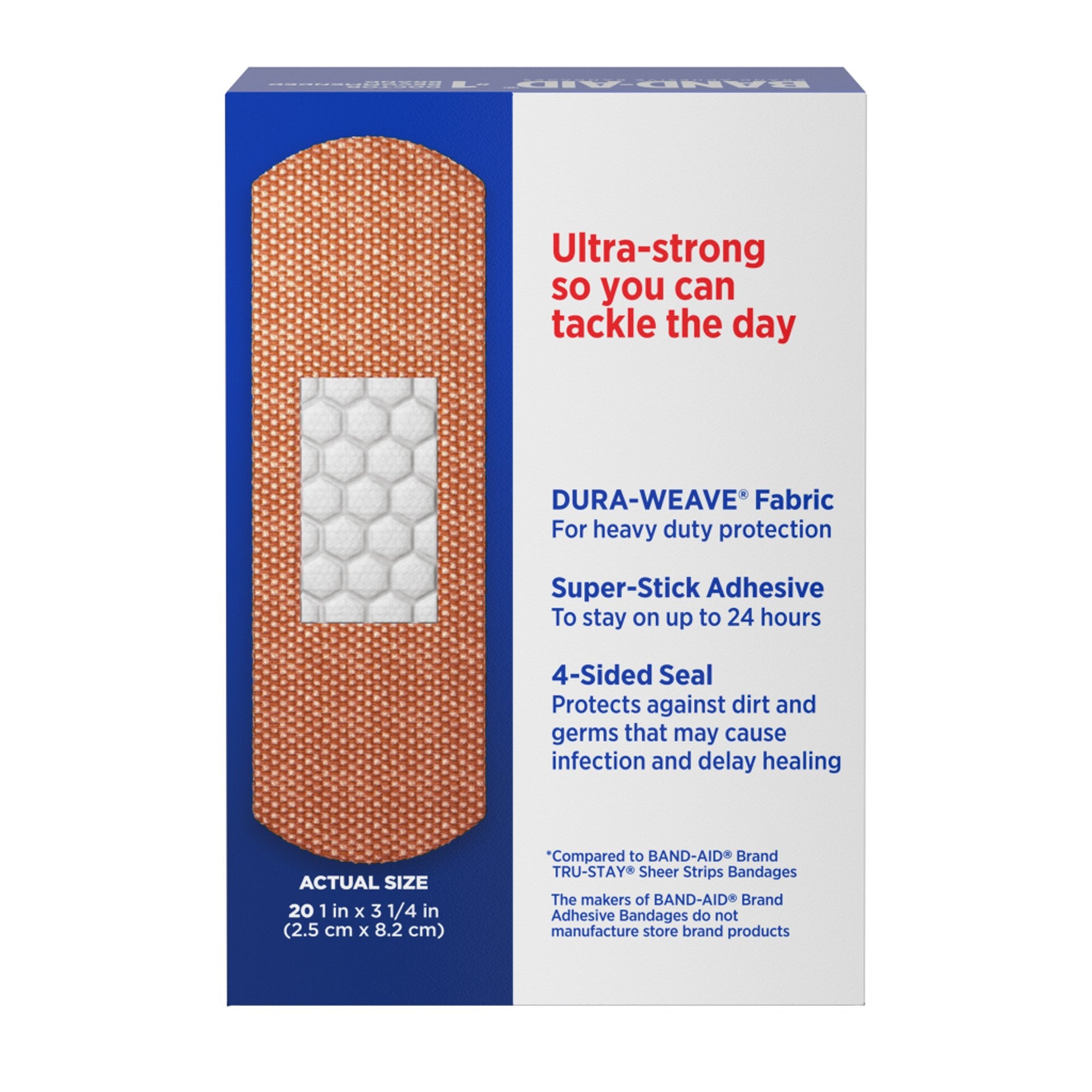 Adhesive Strip Band-Aid® Tough Strips™ 1 X 3-1/4 Inch Fabric Rectangle Tan Sterile
