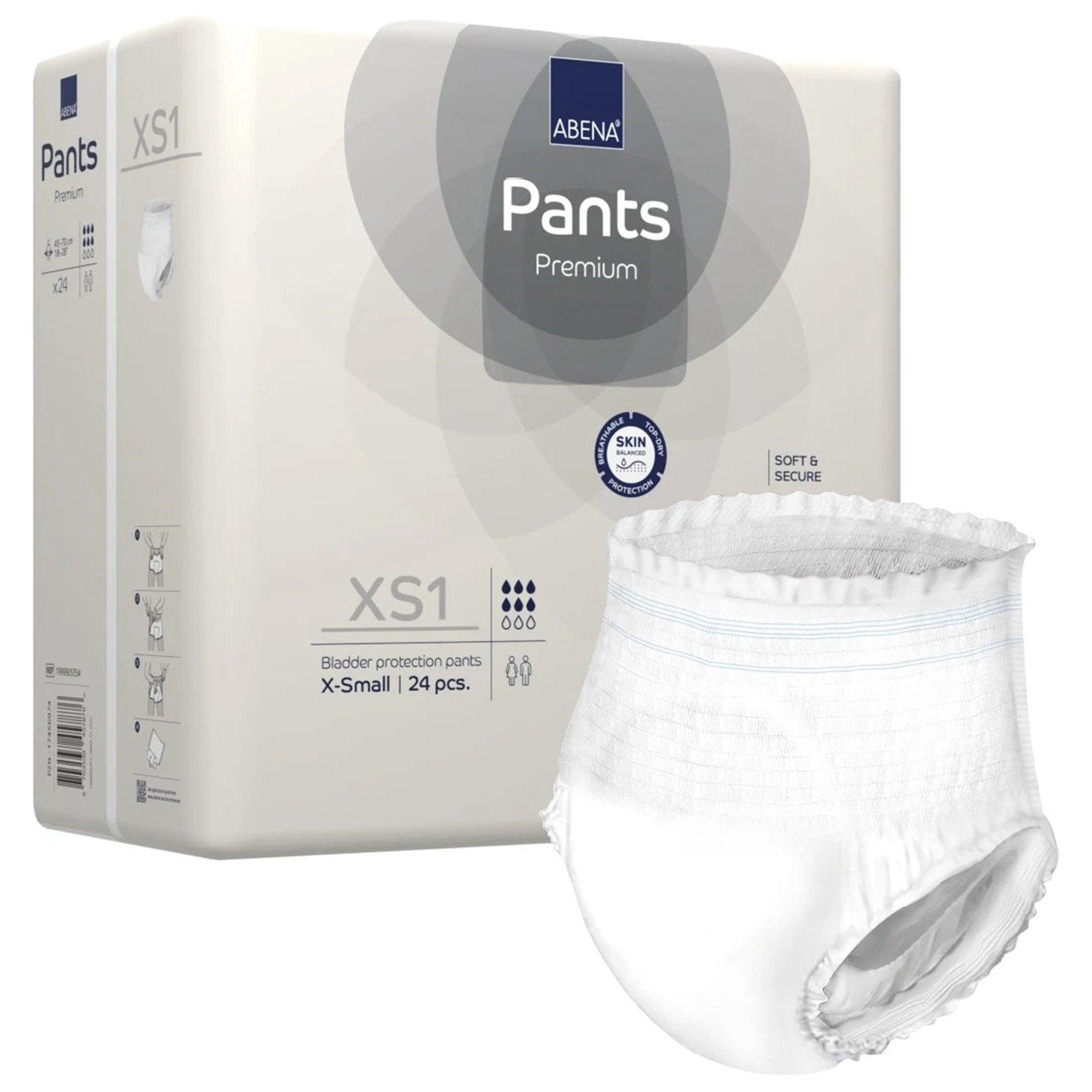 Unisex Adult Absorbent Underwear Abena® Premium Pants XS1 Pull On with Tear Away Seams X-Small Disposable Moderate Absorbency