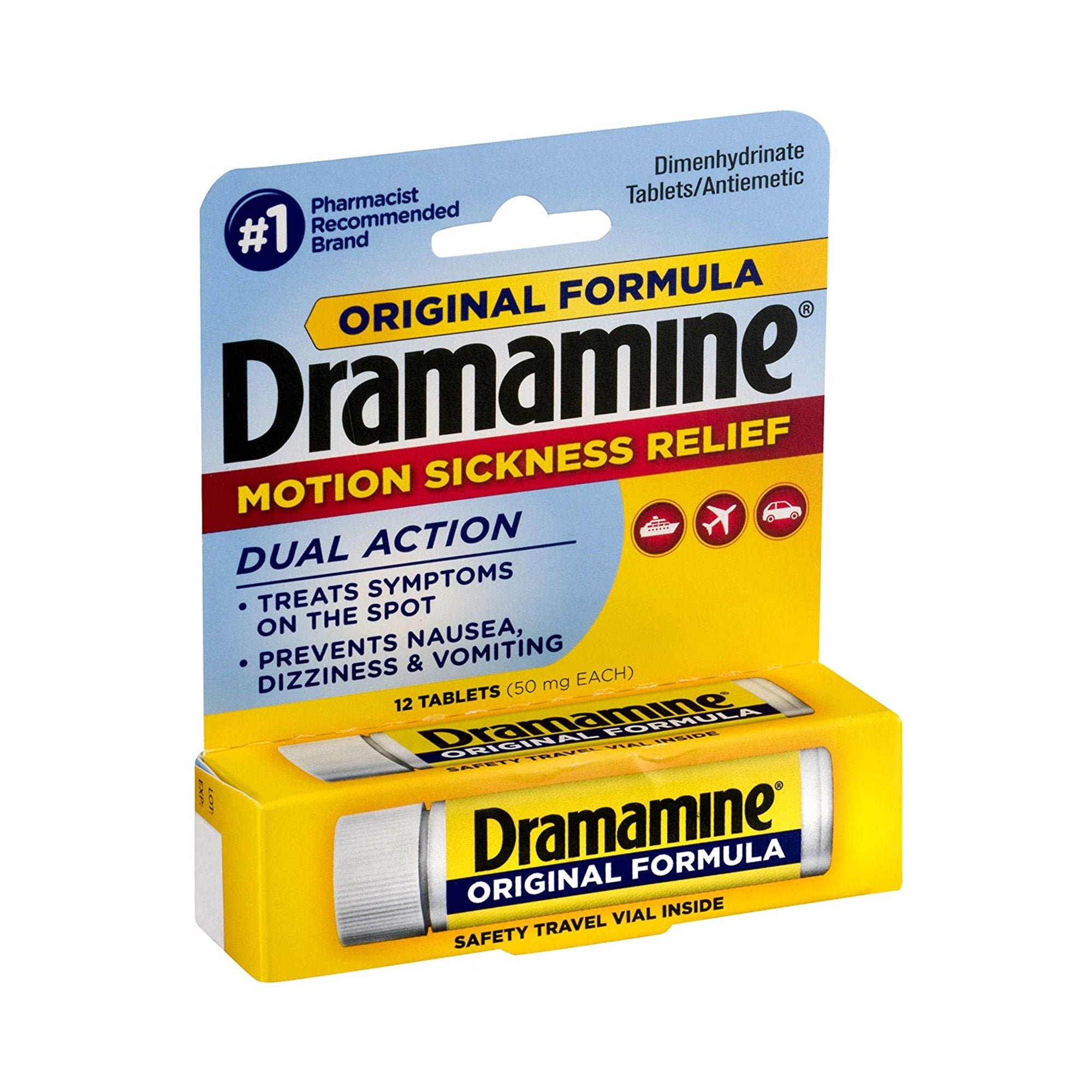 Nausea Relief Dramamine® 50 mg Strength Tablet 12 per Bottle