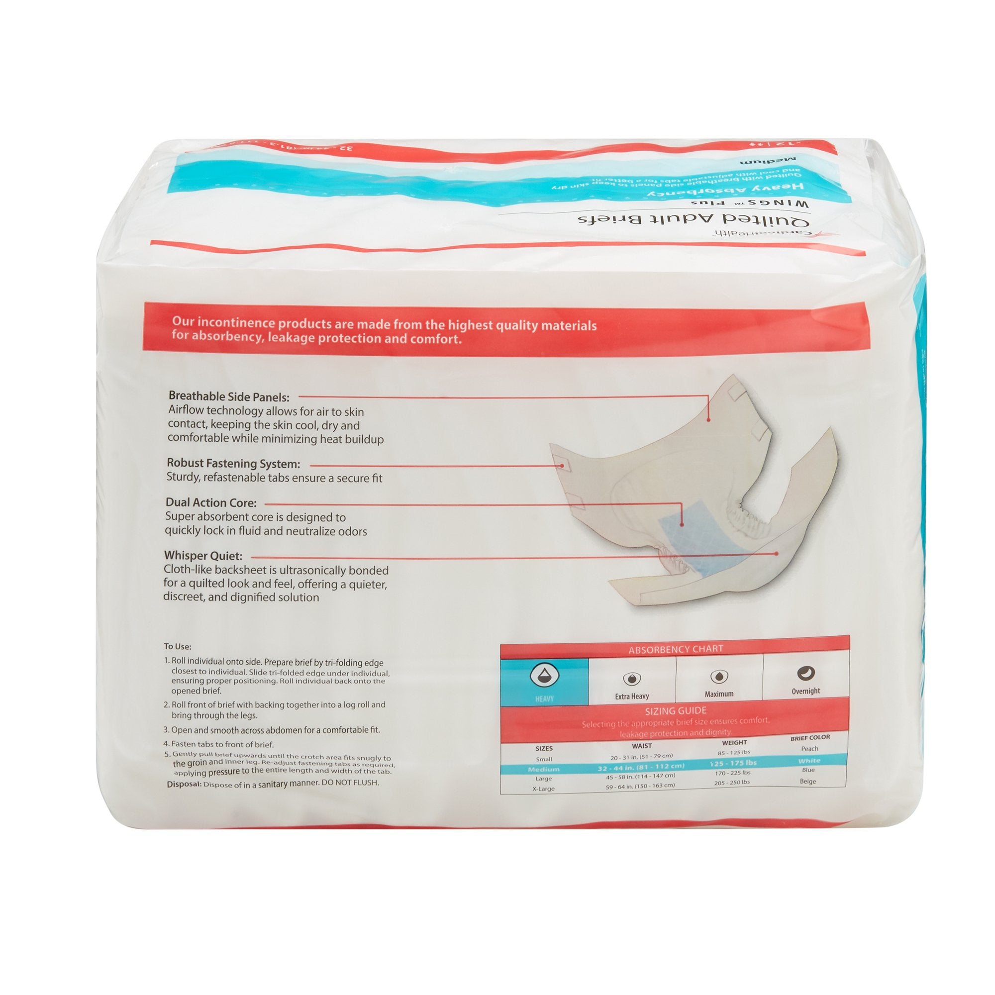 Unisex Adult Incontinence Brief Wings™ Medium Disposable Heavy Absorbency