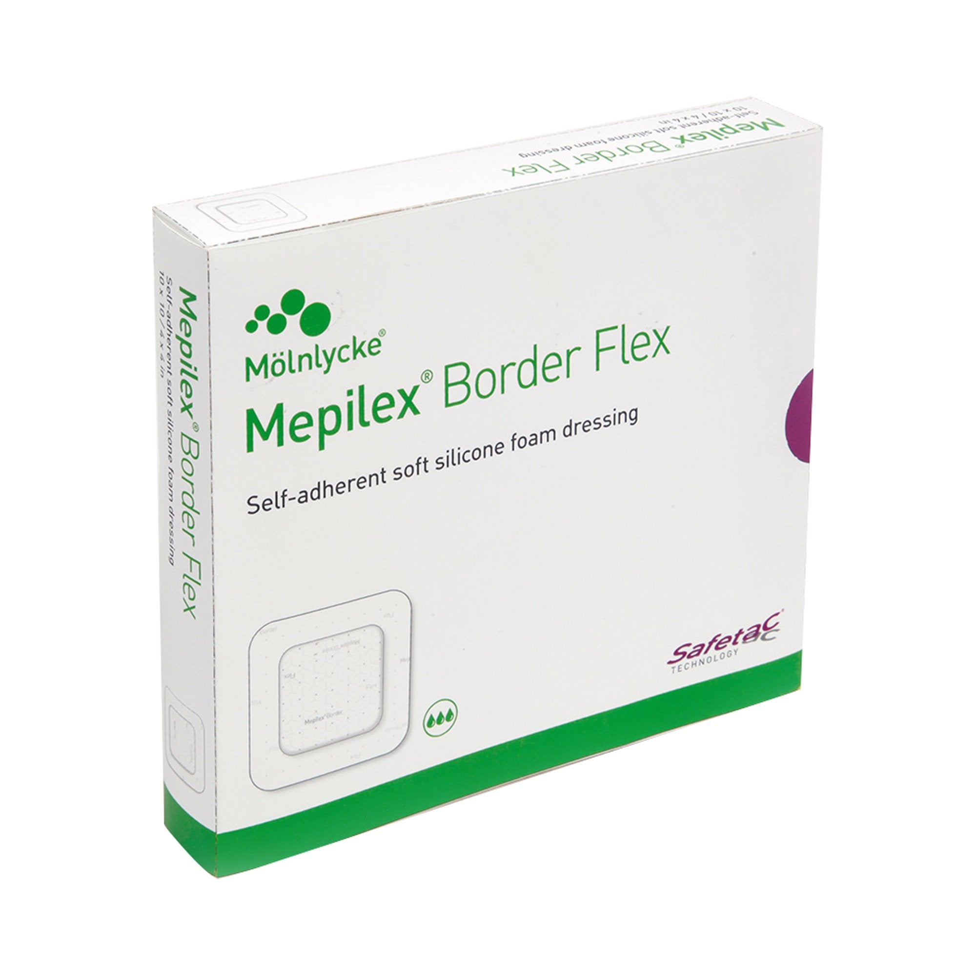 Foam Dressing Mepilex® Border Flex 6 X 6 Inch With Border Film Backing Silicone Adhesive Square Sterile