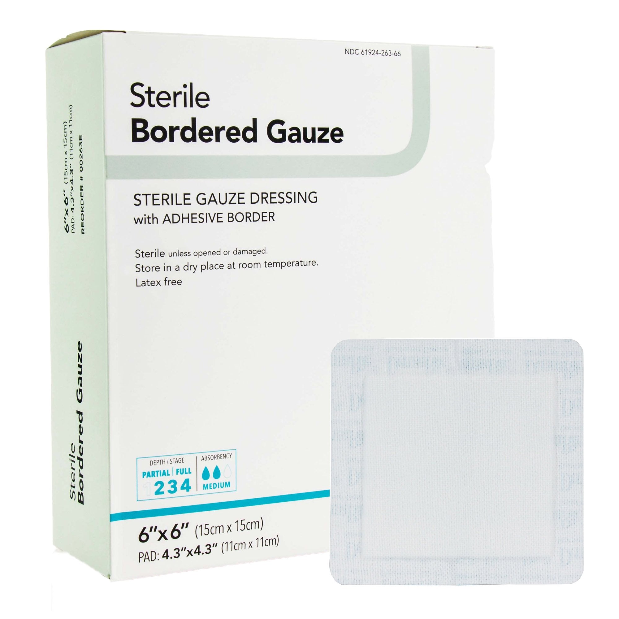 Adhesive Dressing DermaRite® Bordered Gauze 6 X 6 Inch Square Sterile