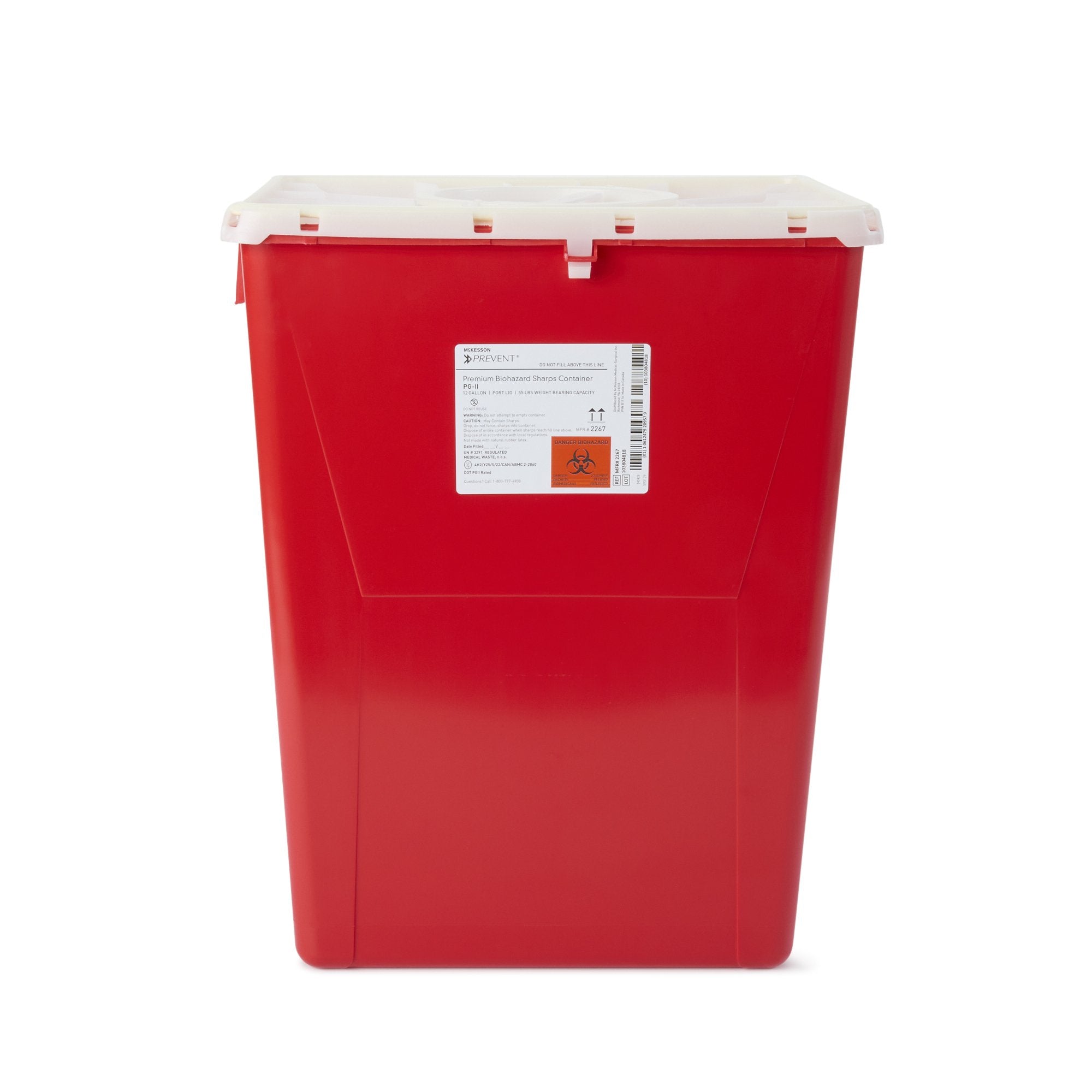 Sharps Container McKesson Prevent® Red Base 20-4/5 H X 17-3/10 W X 13 L Inch Vertical Entry 12 Gallon