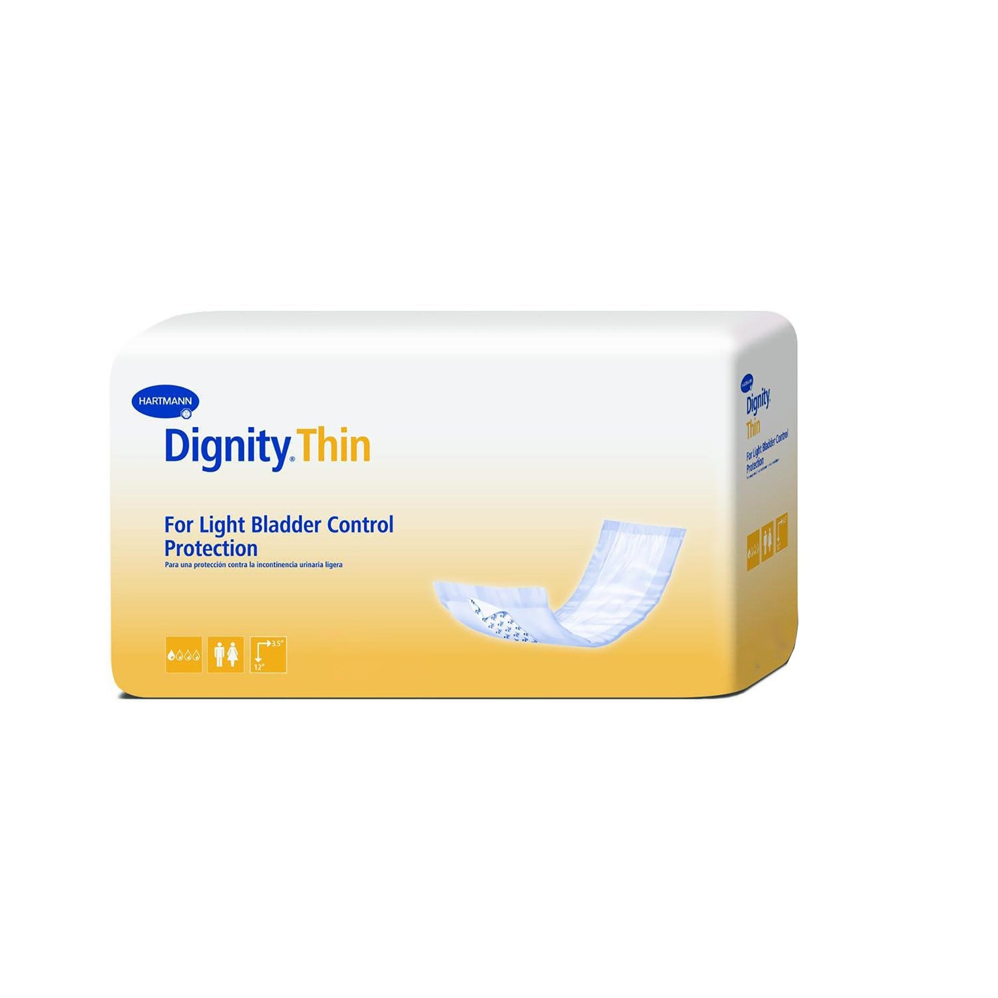Bladder Control Pad Dignity® Thin 3-1/2 X 12 Inch Light Absorbency Polymer Core One Size Fits Most