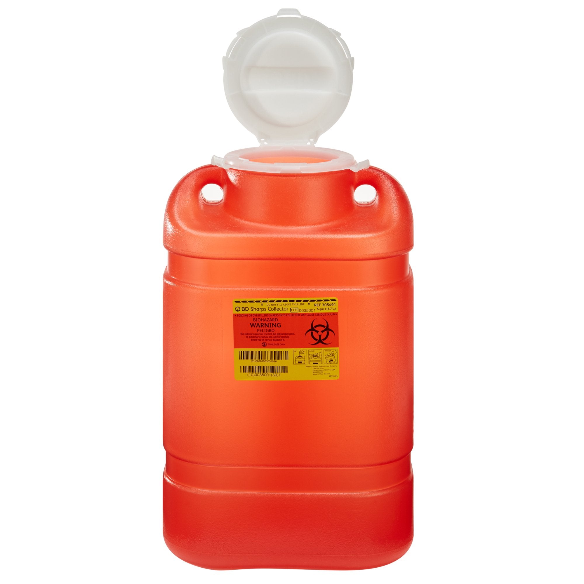 Sharps Container BD™ Red Base 18 H X 7-1/2 W X 10-1/2 D Inch Vertical Entry 5 Gallon